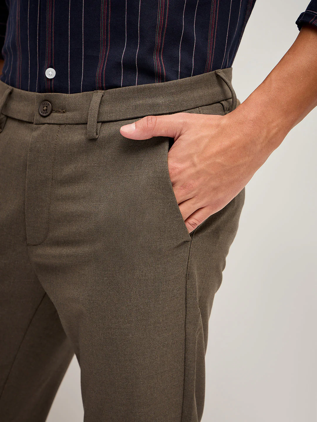 Men Brown 4 Way Stretch Formal Trouser - Image 6