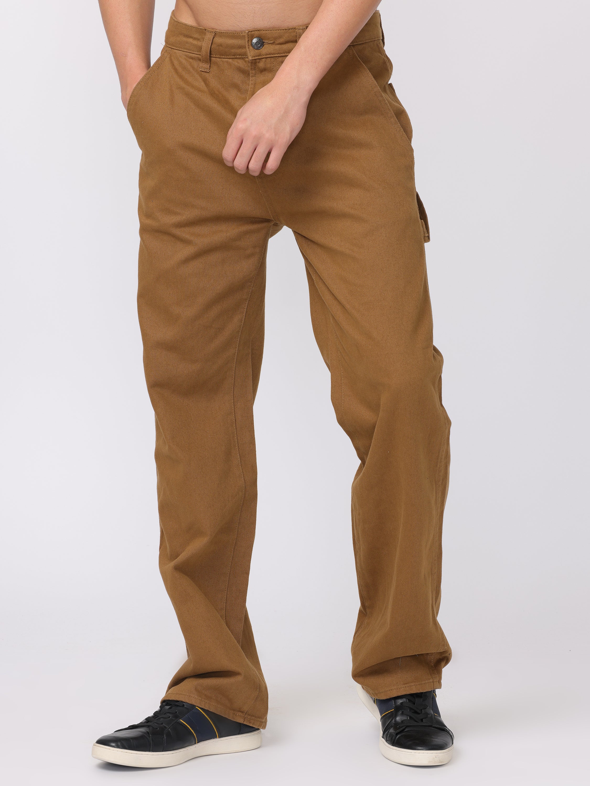 Men Brown Baggy Fit Carpenter Pants - Image 4
