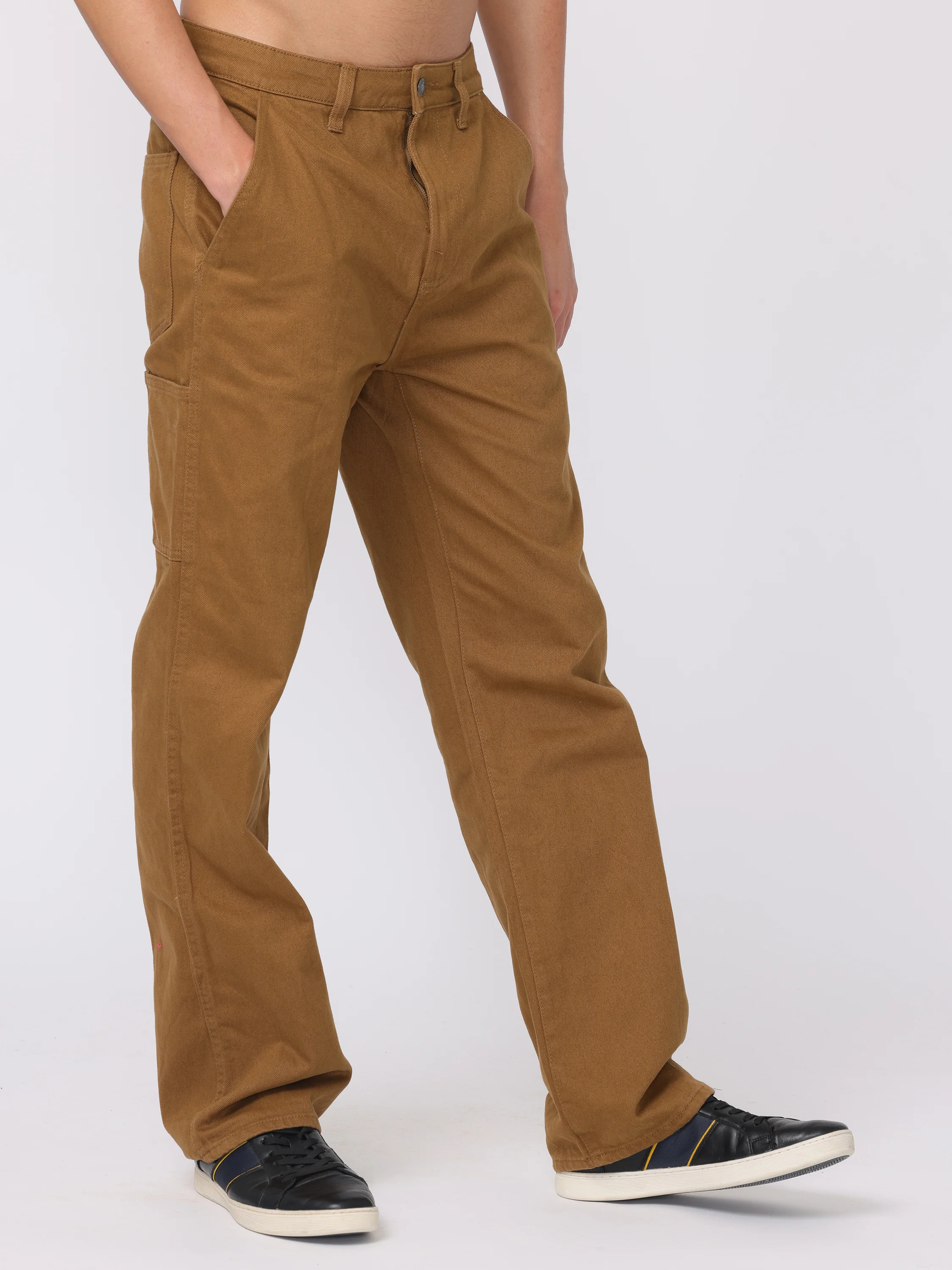 Men Brown Baggy Fit Carpenter Pants - Image 5