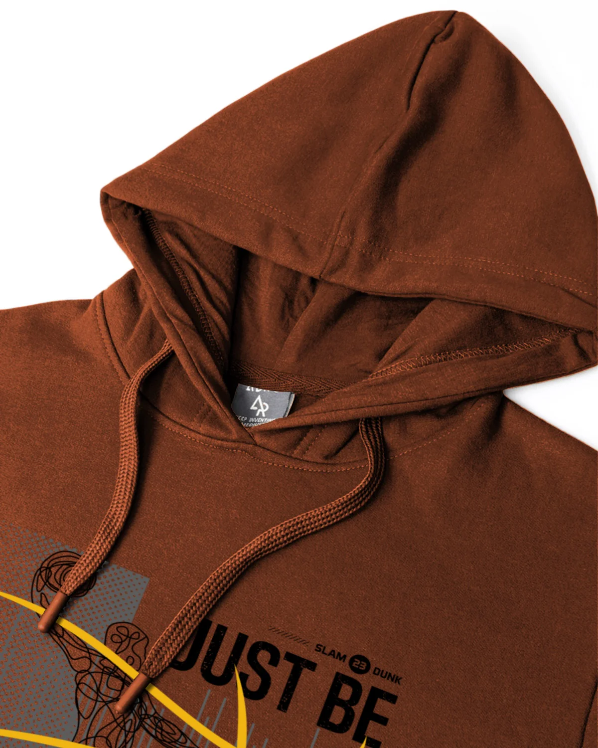 Men Brown Basketball Design Hoodie - Image 6