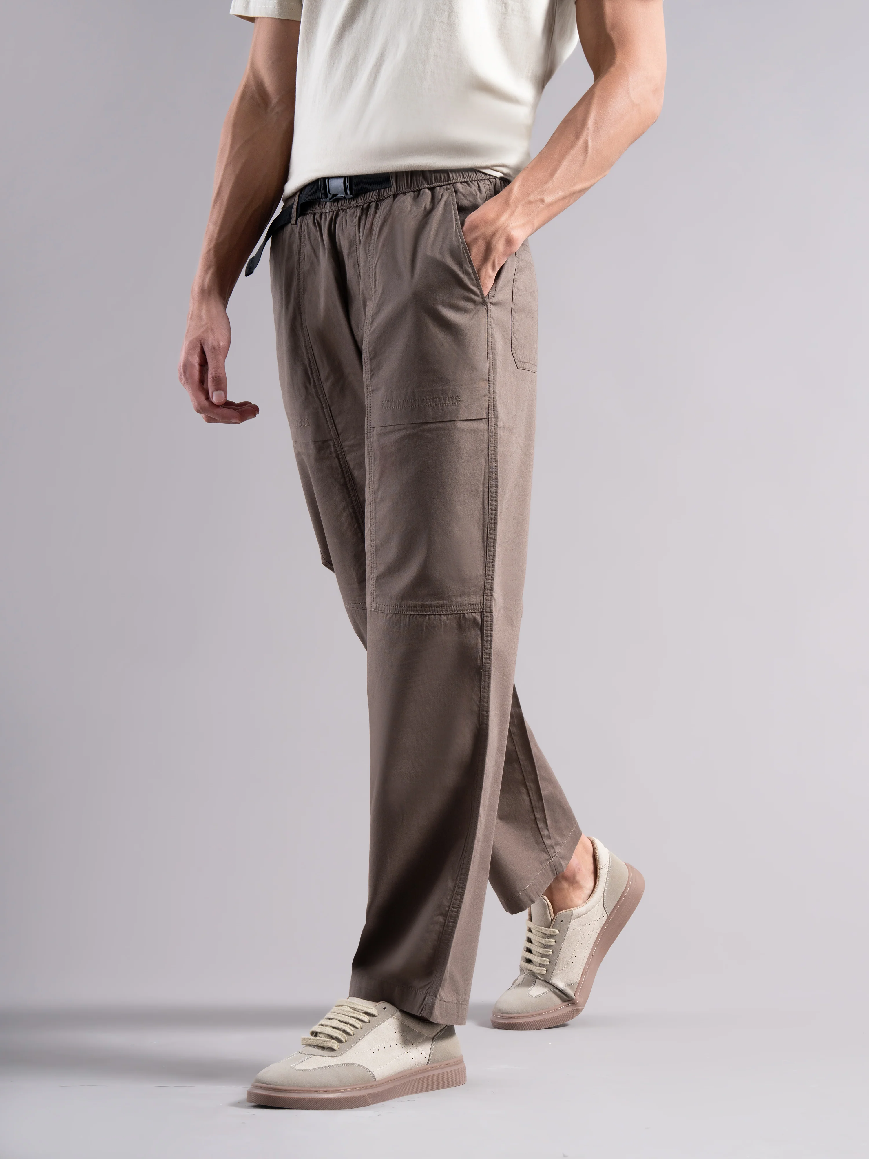 Men Brown Buckle Waist Trousers - Image 3