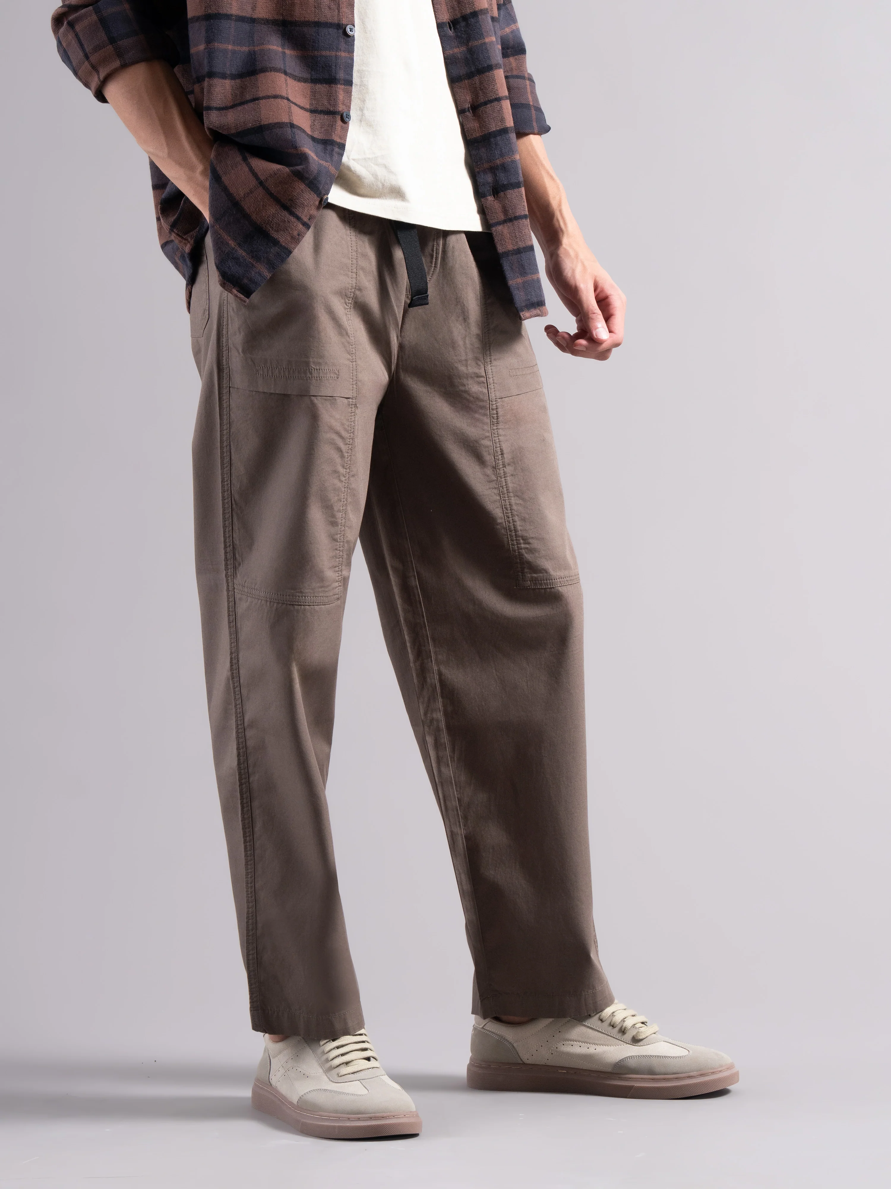 Men Brown Buckle Waist Trousers - Image 5