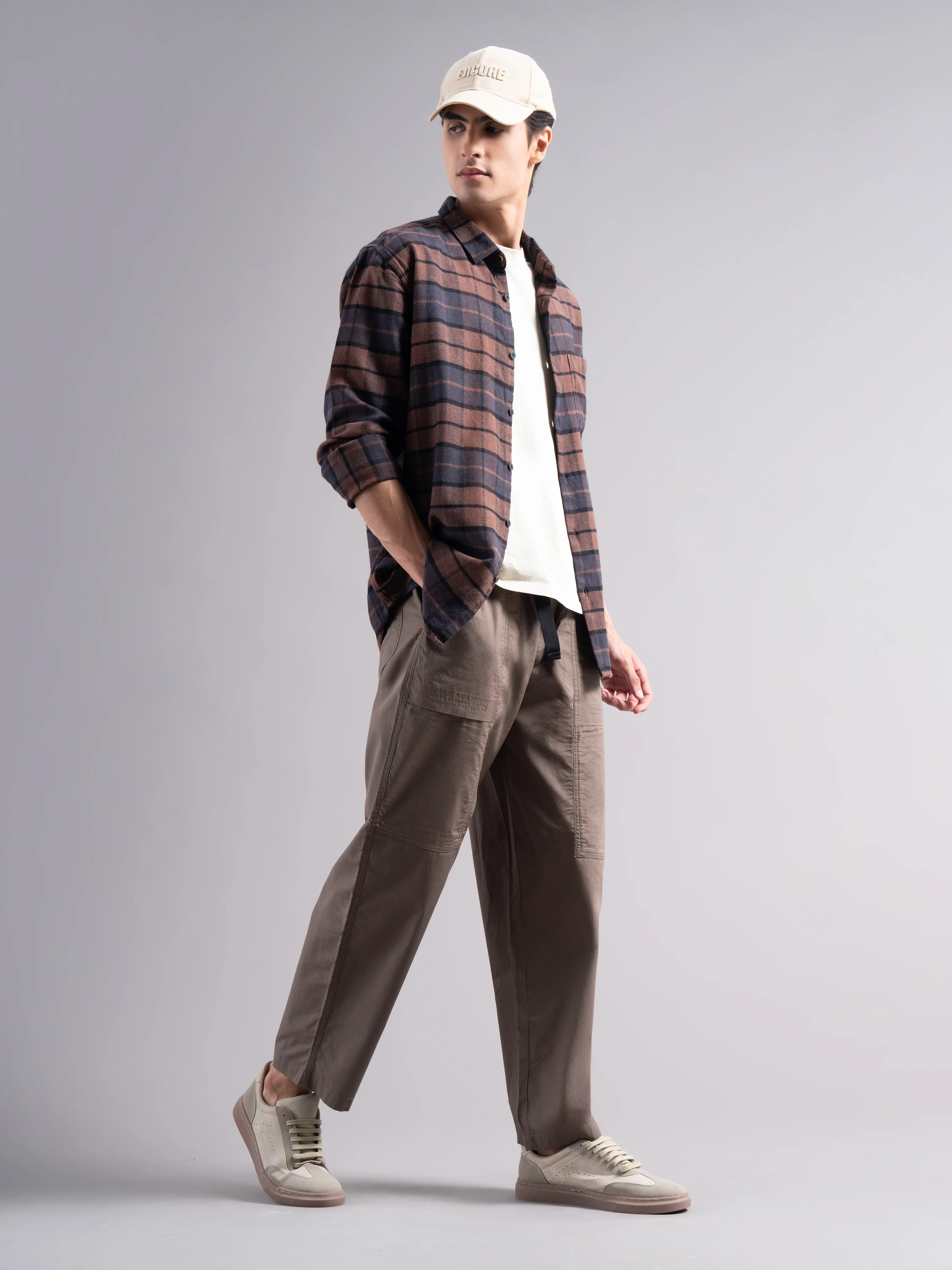 Men Brown Buckle Waist Trousers - Image 6