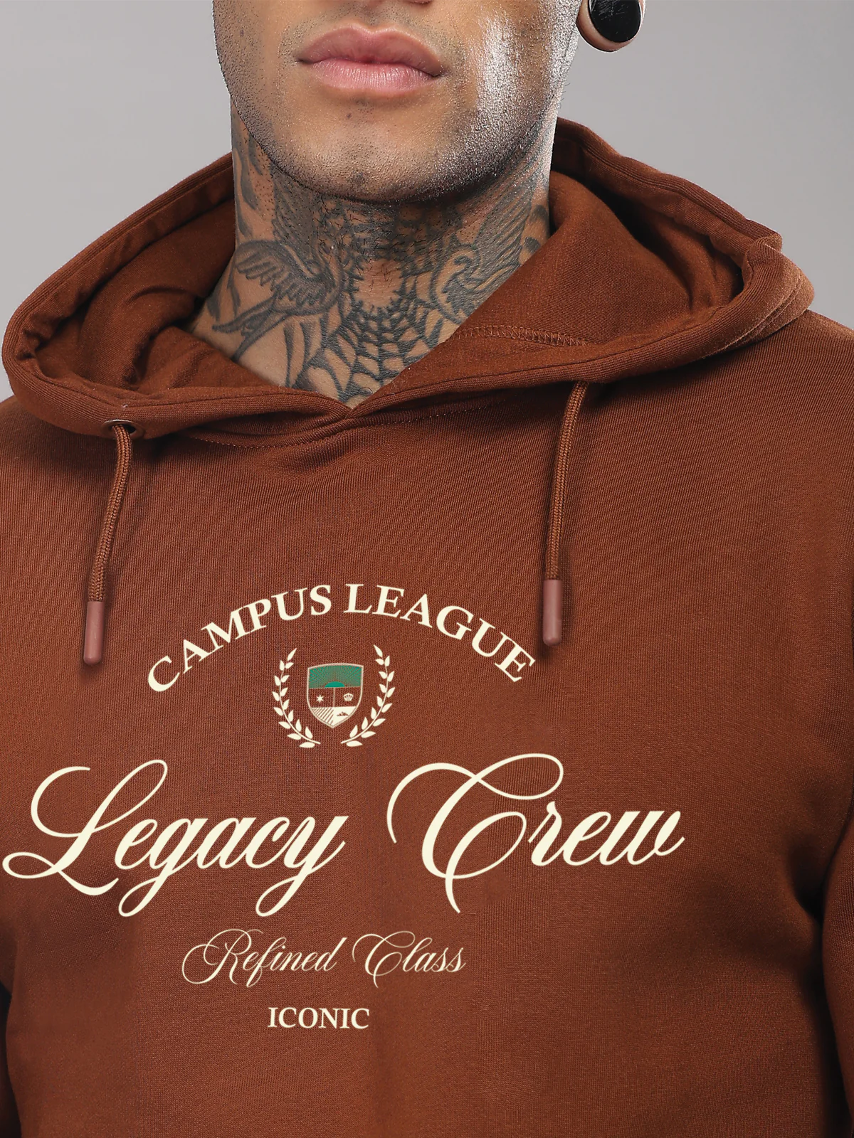 Men Brown Printed Hoodie - Image 2