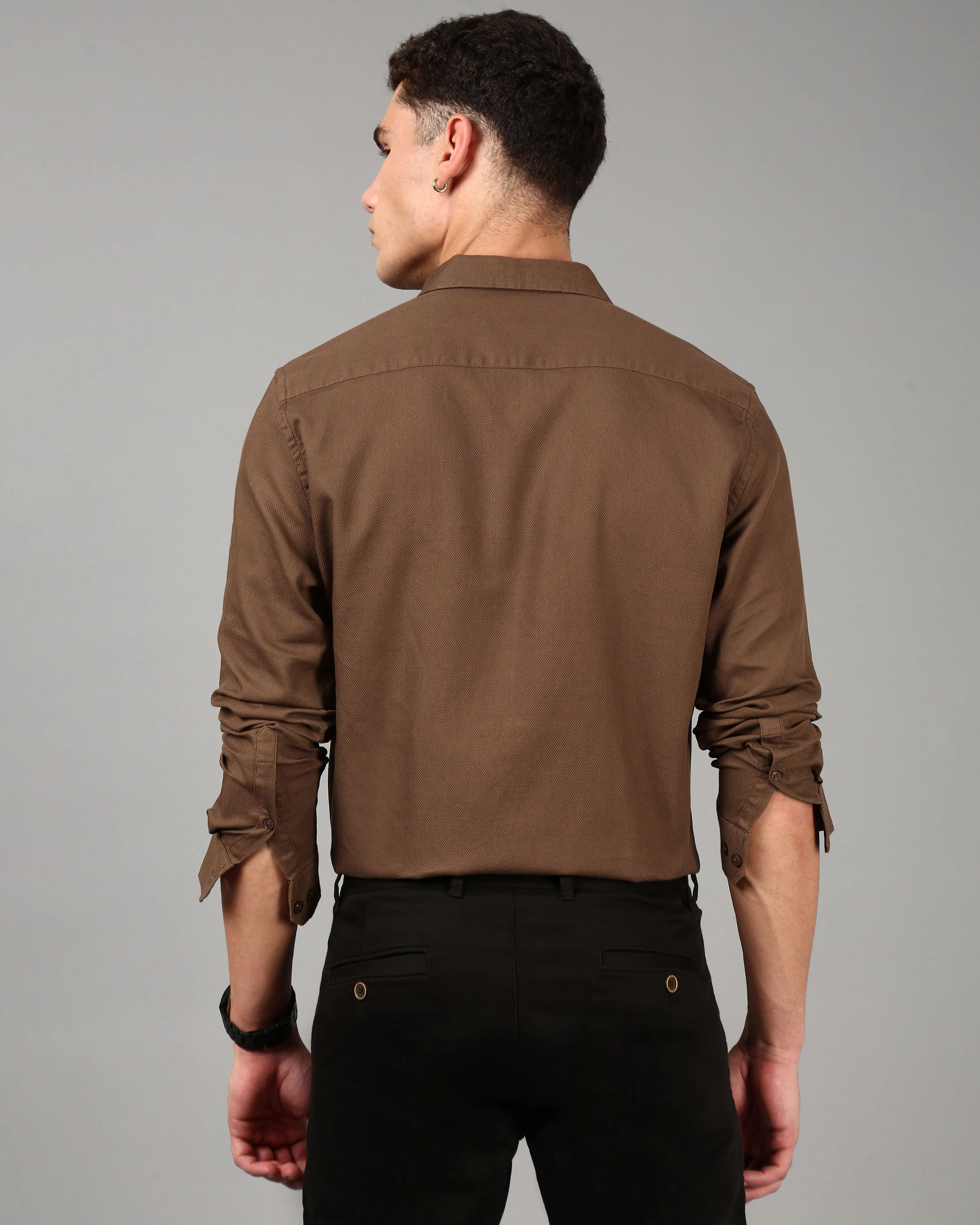Men Brown Casual Shirt - Image 2