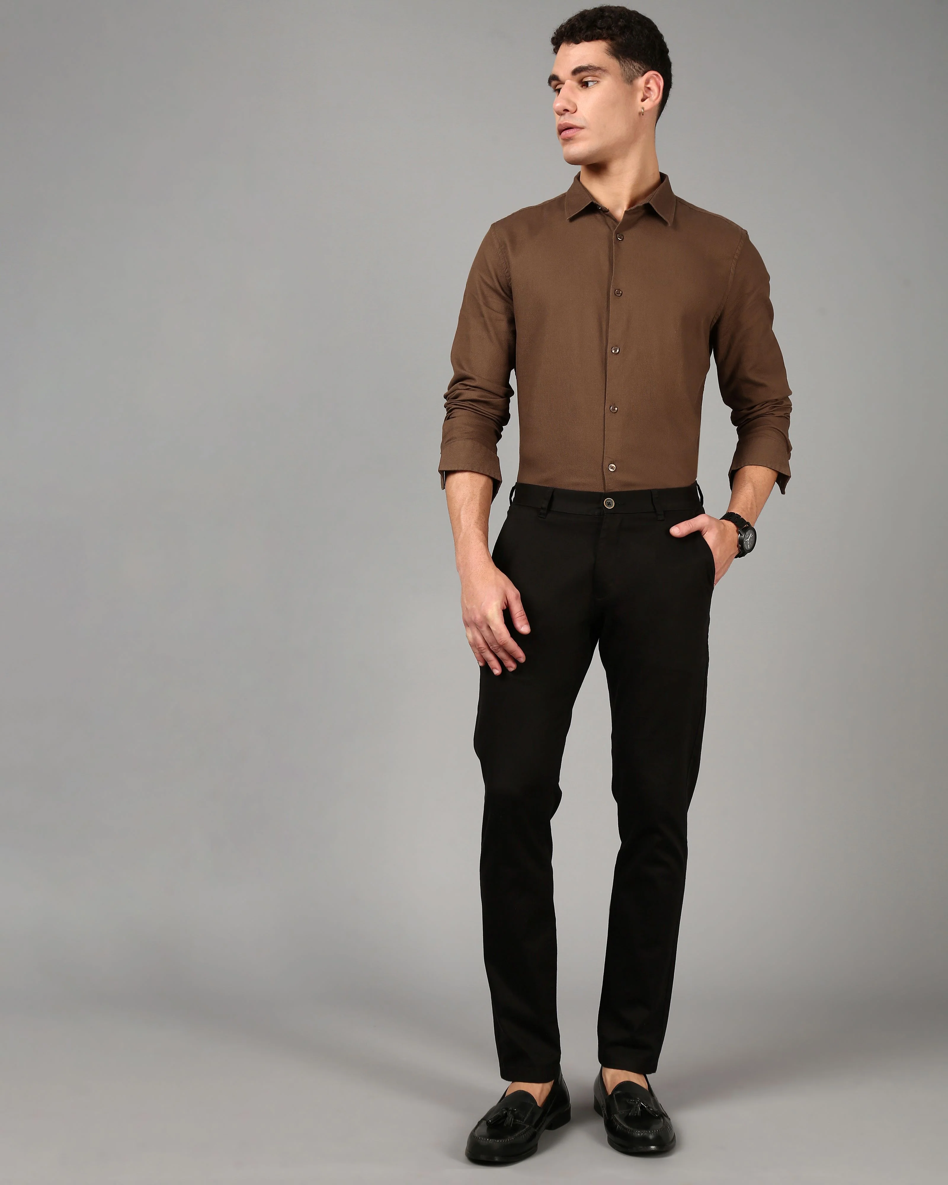 Men Brown Casual Shirt - Image 5