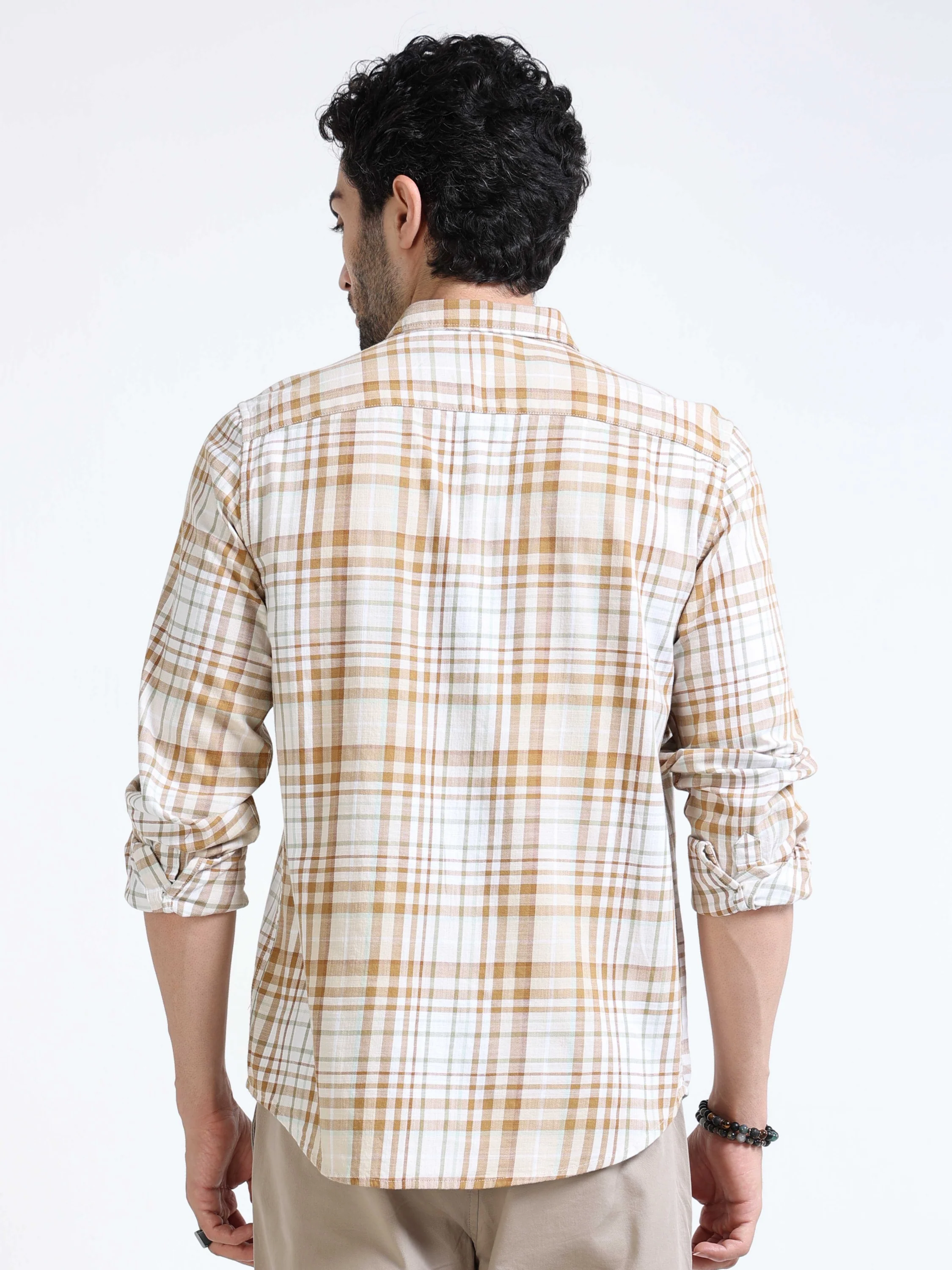 Men Brown Check Regular Fit Shirt - Image 3