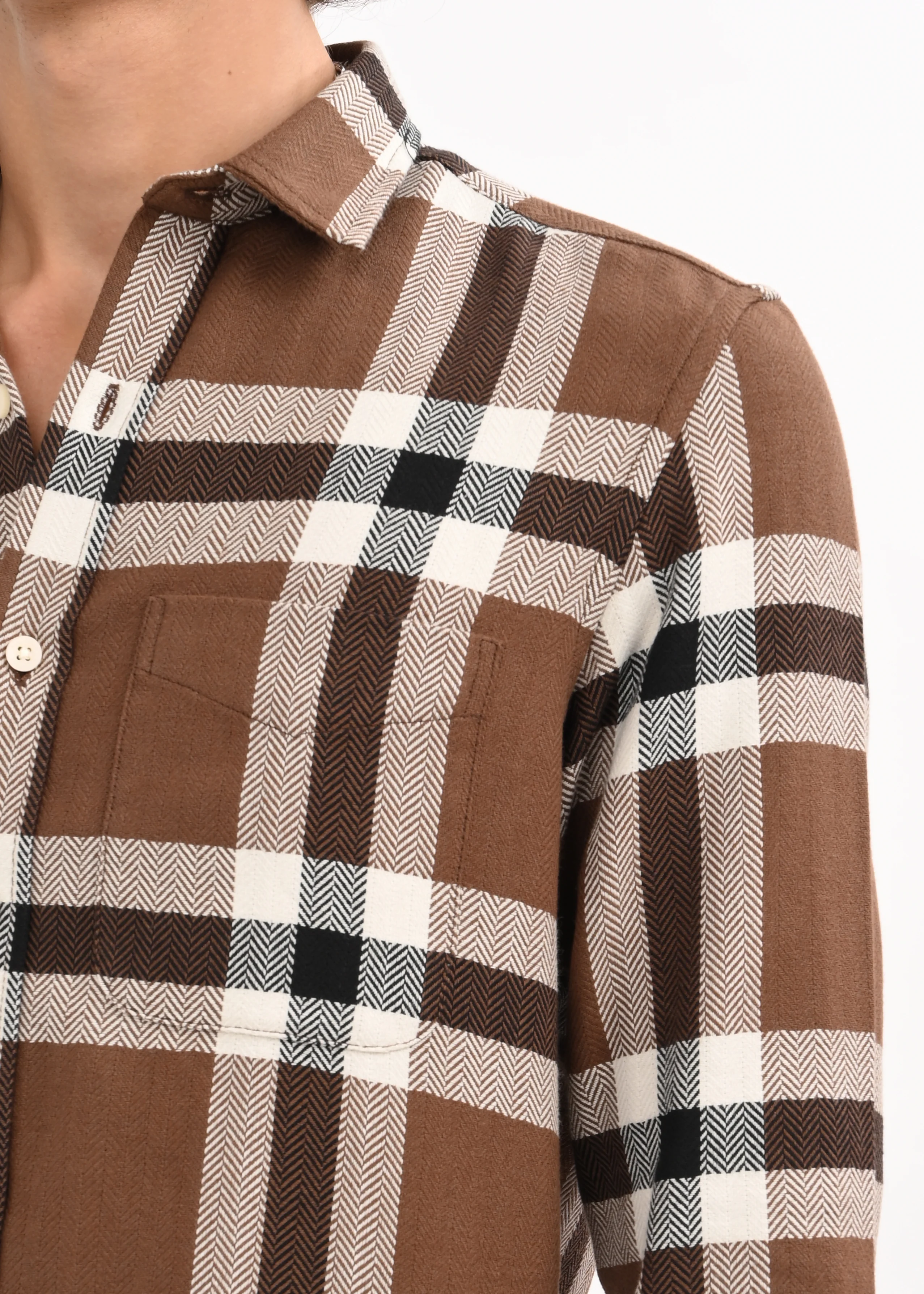 Men Brown Check Shirt - Image 6