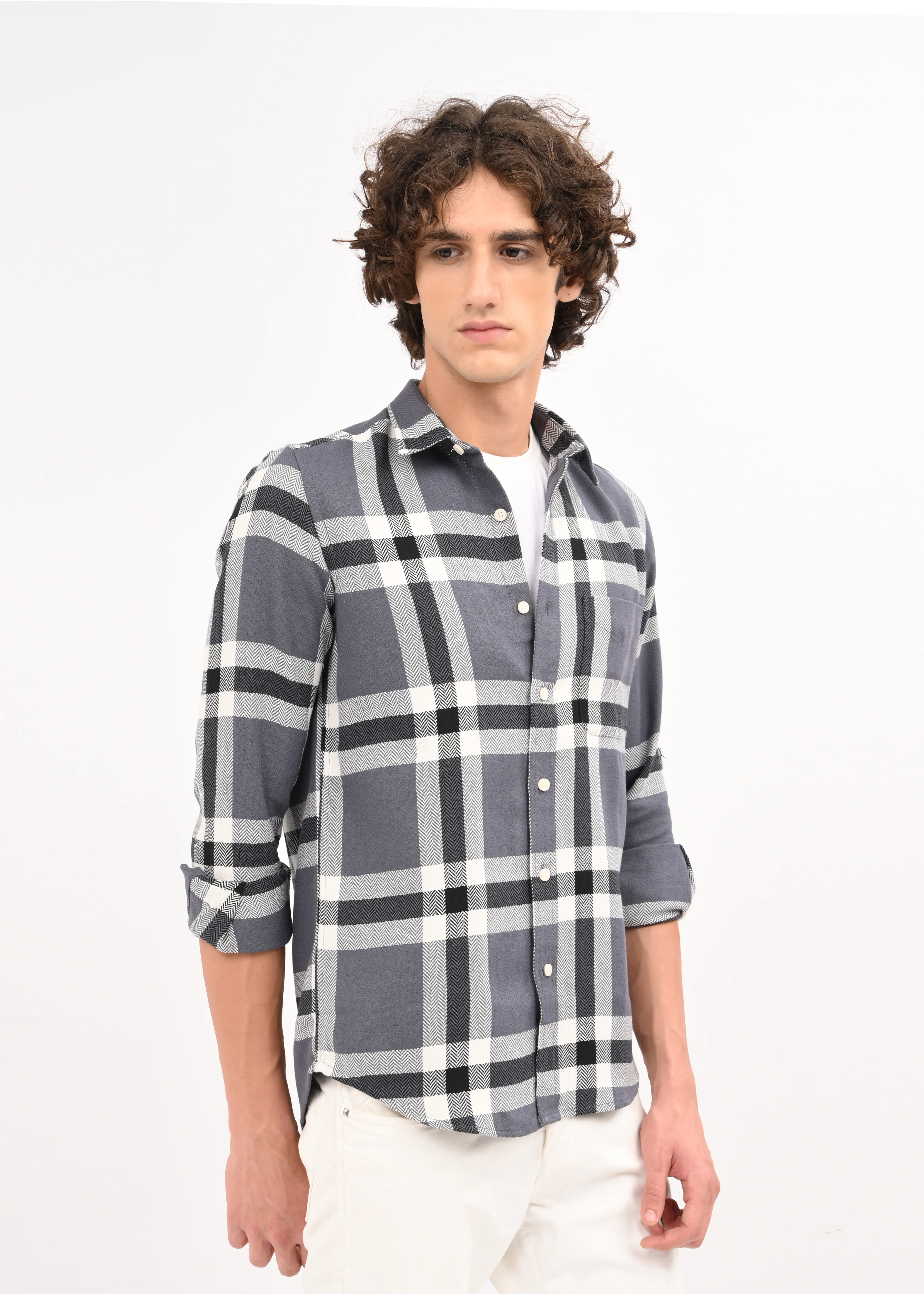Men Black Checked Shirt - Image 3