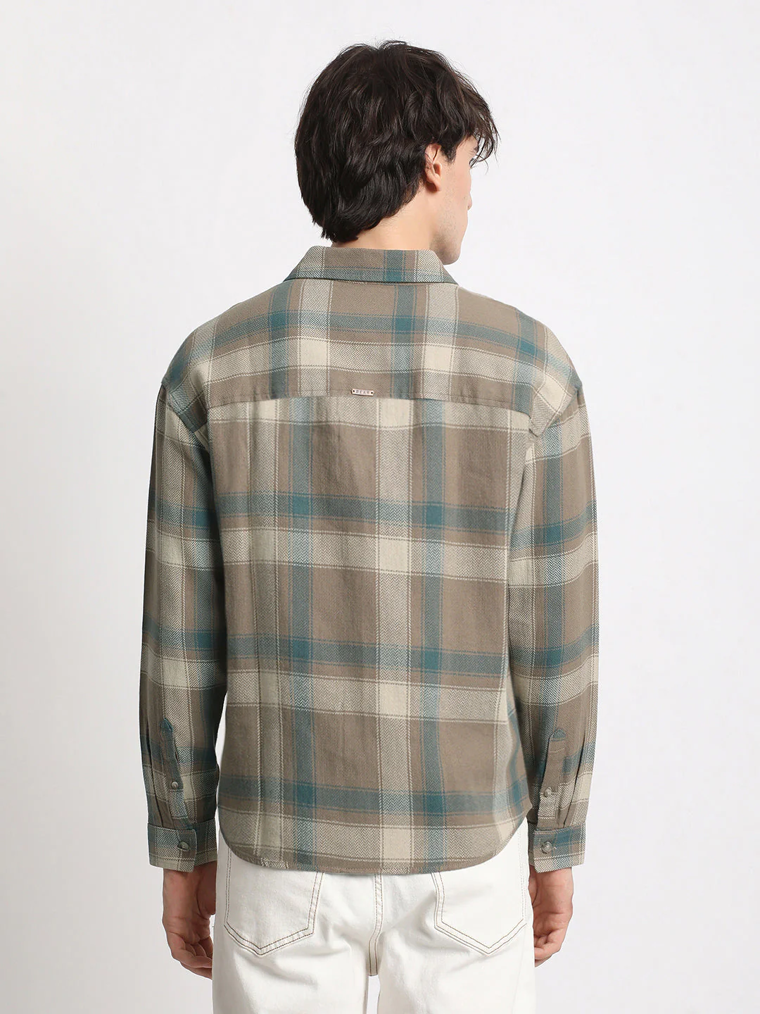 Men  Brown Checked Relaxed Fit Casual Cotton Shirt - Image 4