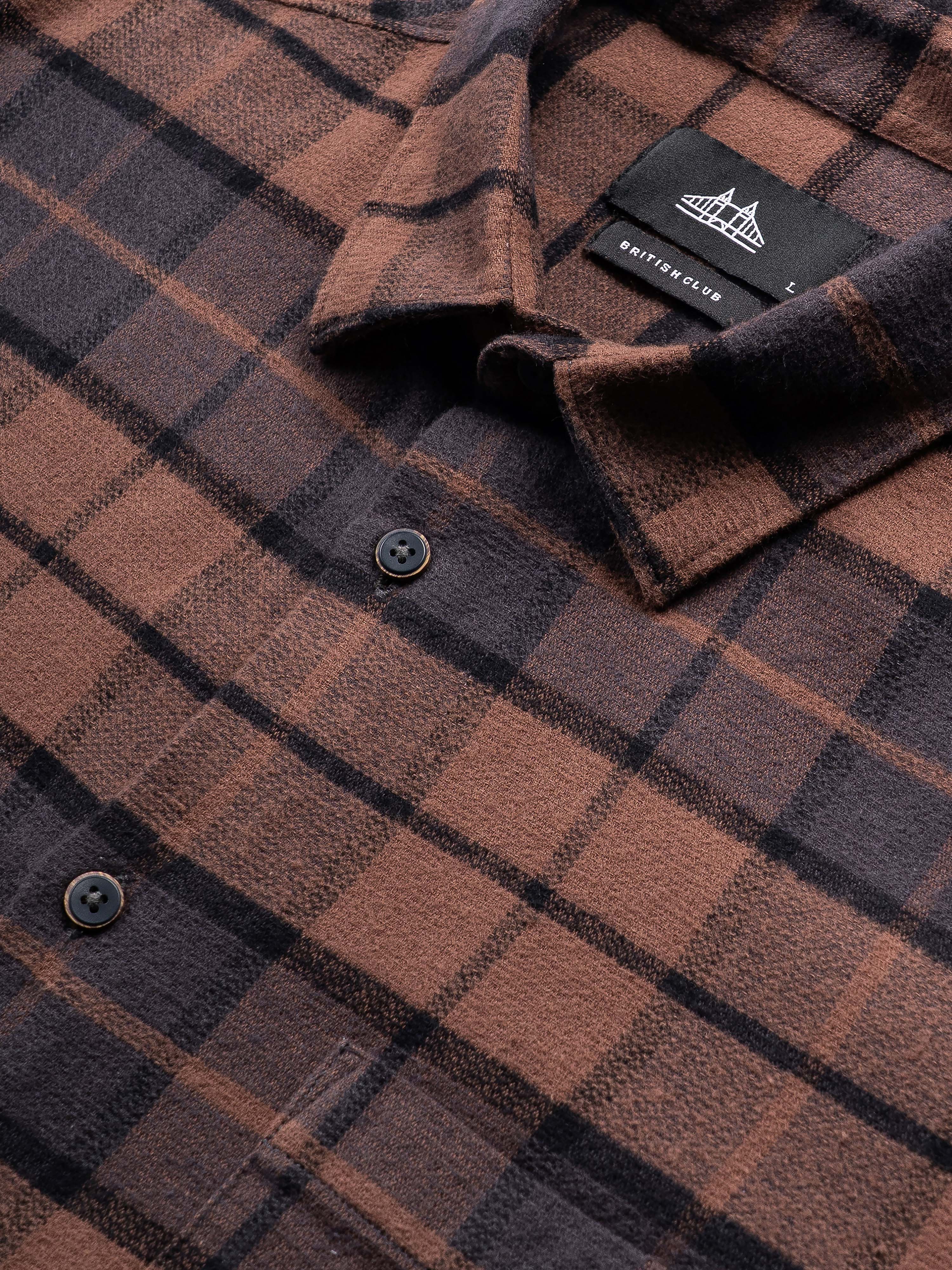Men Brown Checked Shirt - Image 7