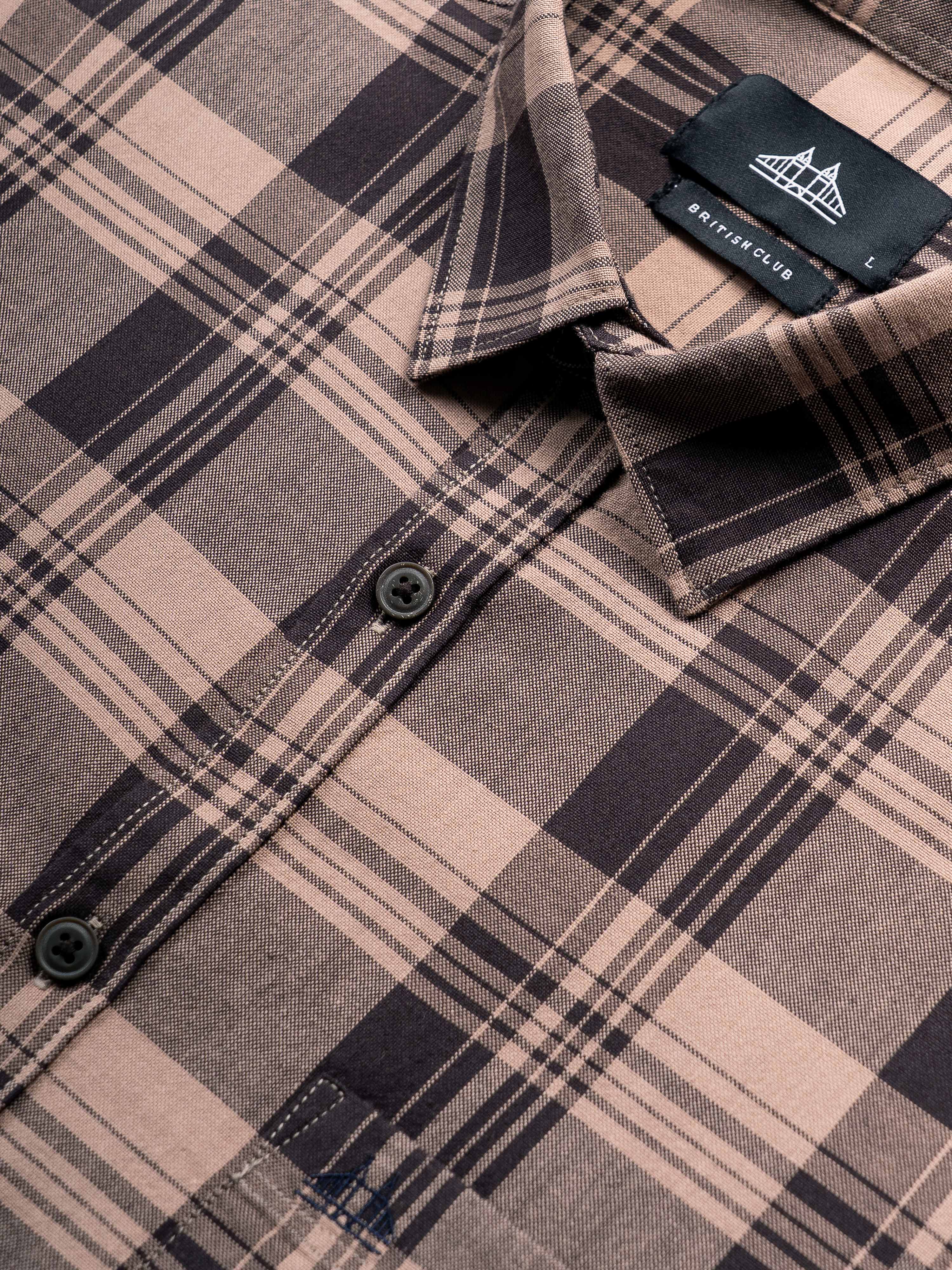 Men Brown Checked Shirt - Image 7