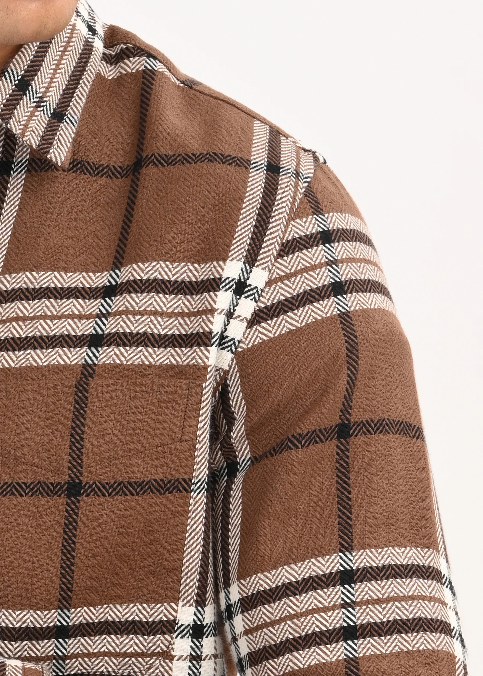 Men Brown Classic Bold Checked Shirt - Image 5
