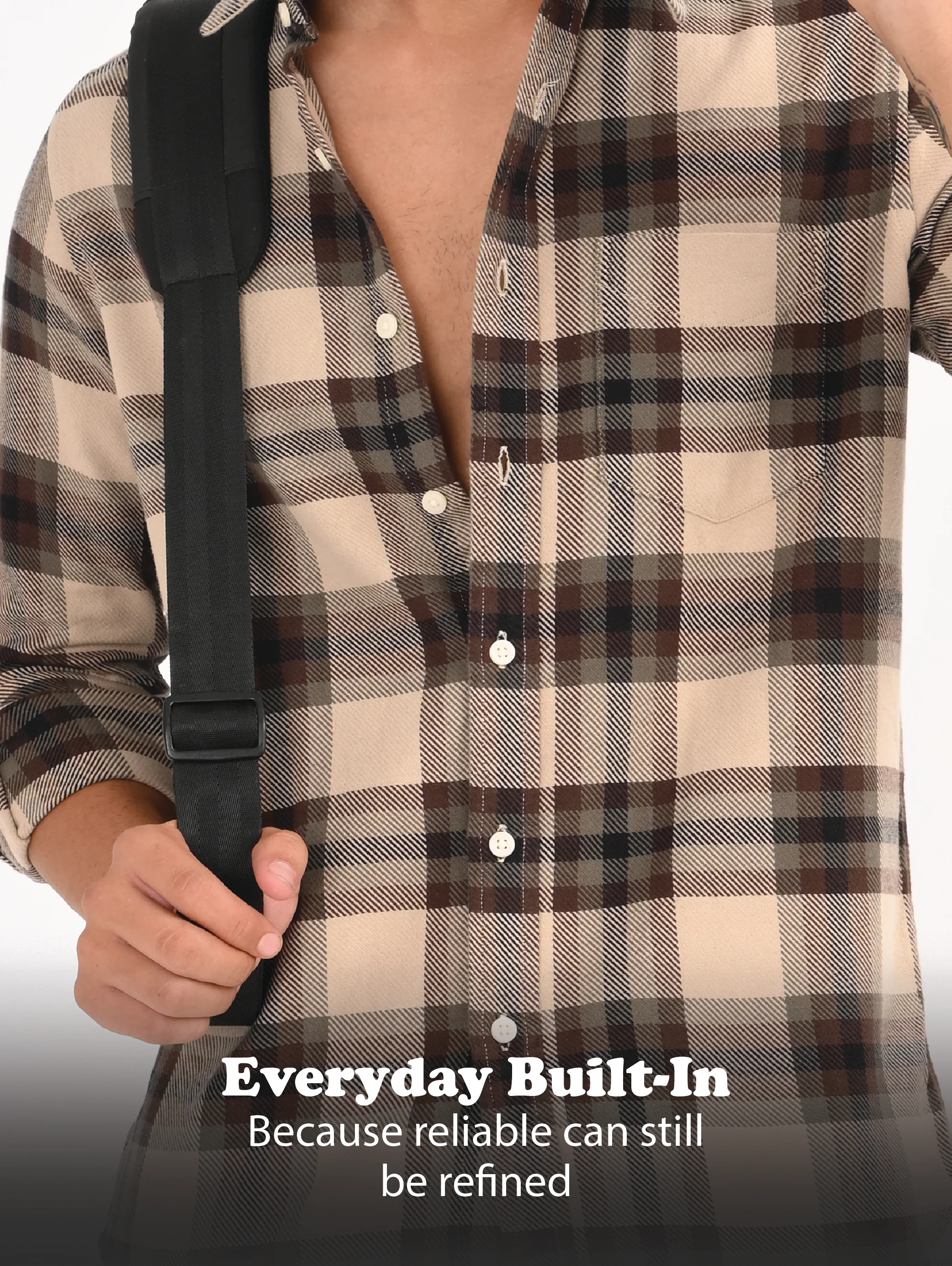 Men Brown Classic Checked Shirt - Image 14