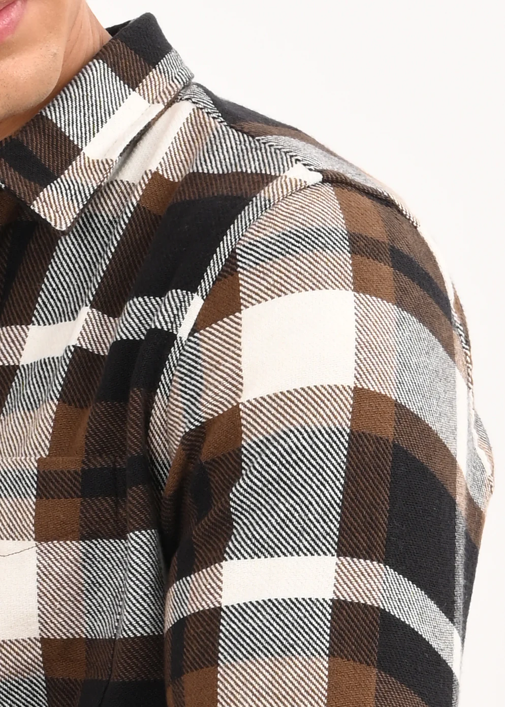 Men Brown Classic Checked Shirt - Image 7