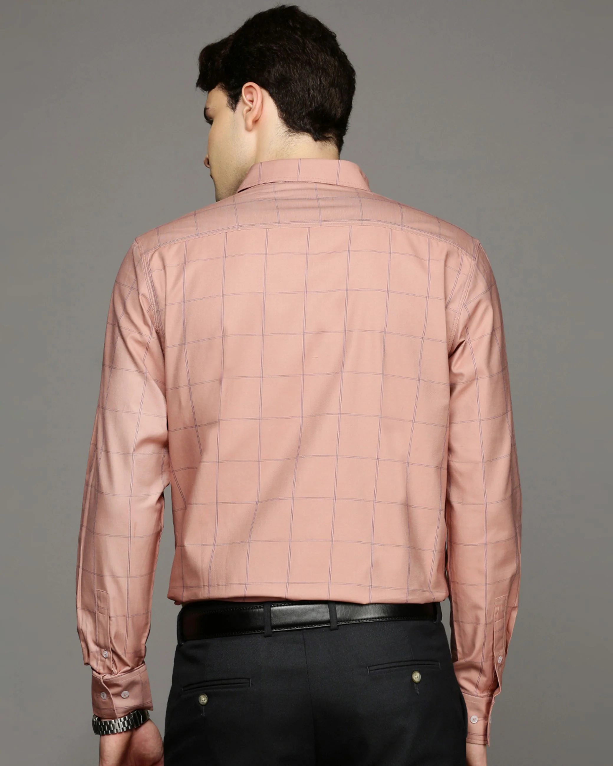 Men Brown Cotton Blend Slim Shirt - Image 4