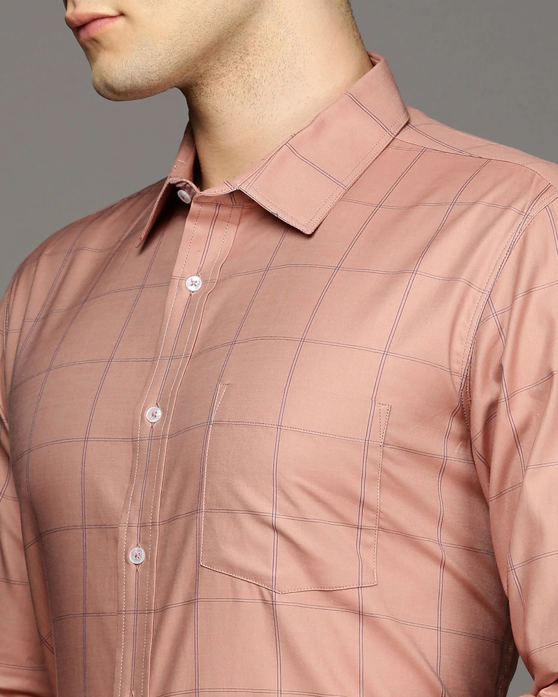 Men Brown Cotton Blend Slim Shirt - Image 6
