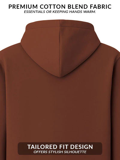 Men Brown Cotton Fleece Printed Hoodie - Image 4