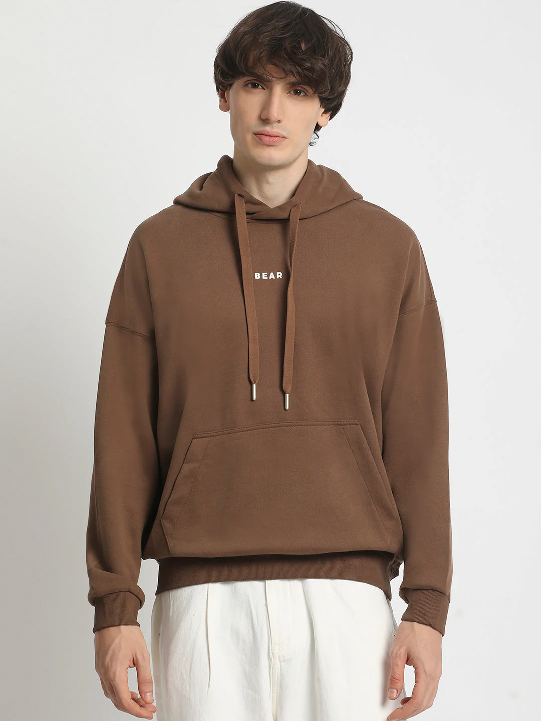 Men  Brown Cotton Hoodie - Image 2