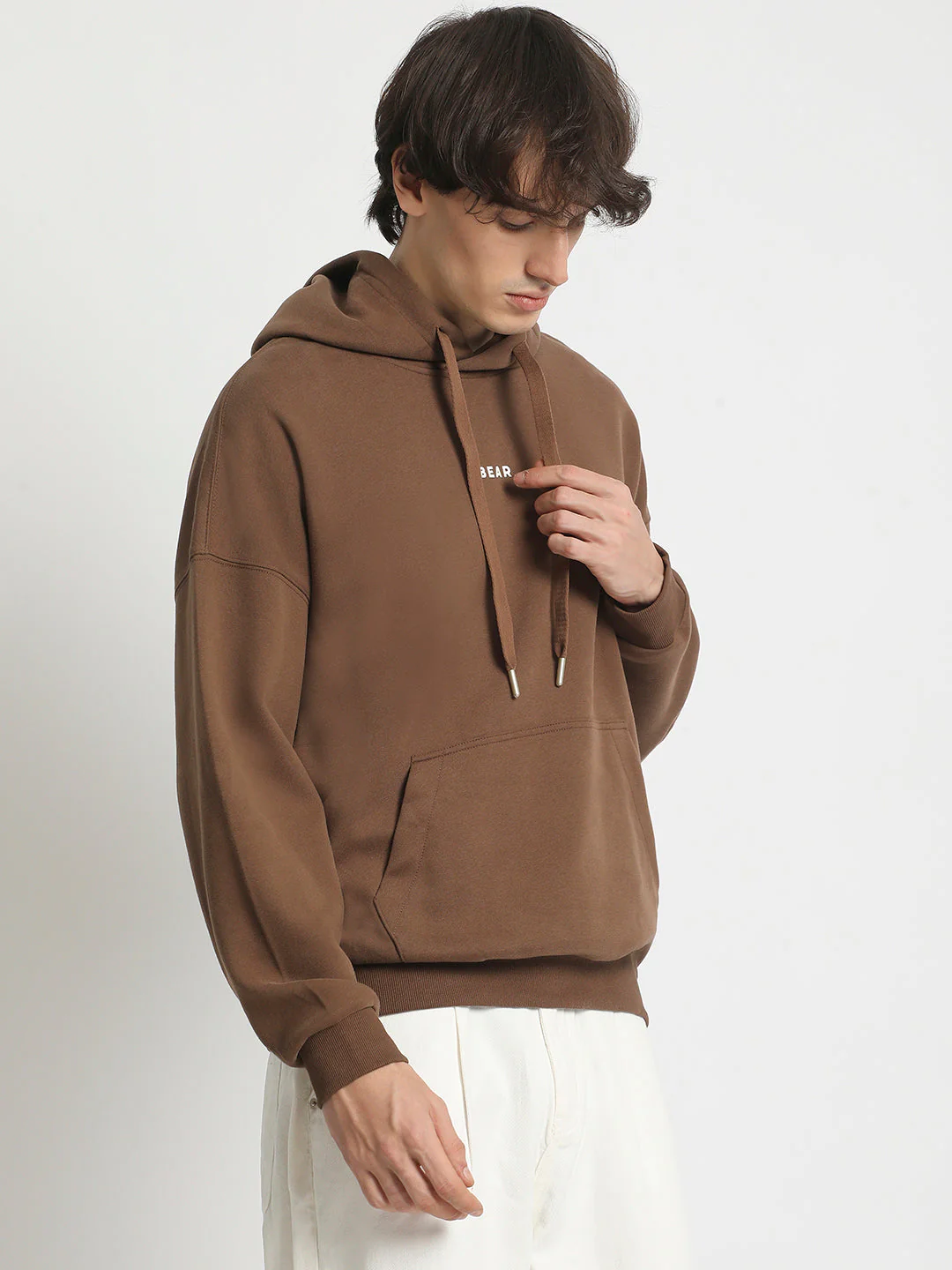 Men  Brown Cotton Hoodie - Image 3