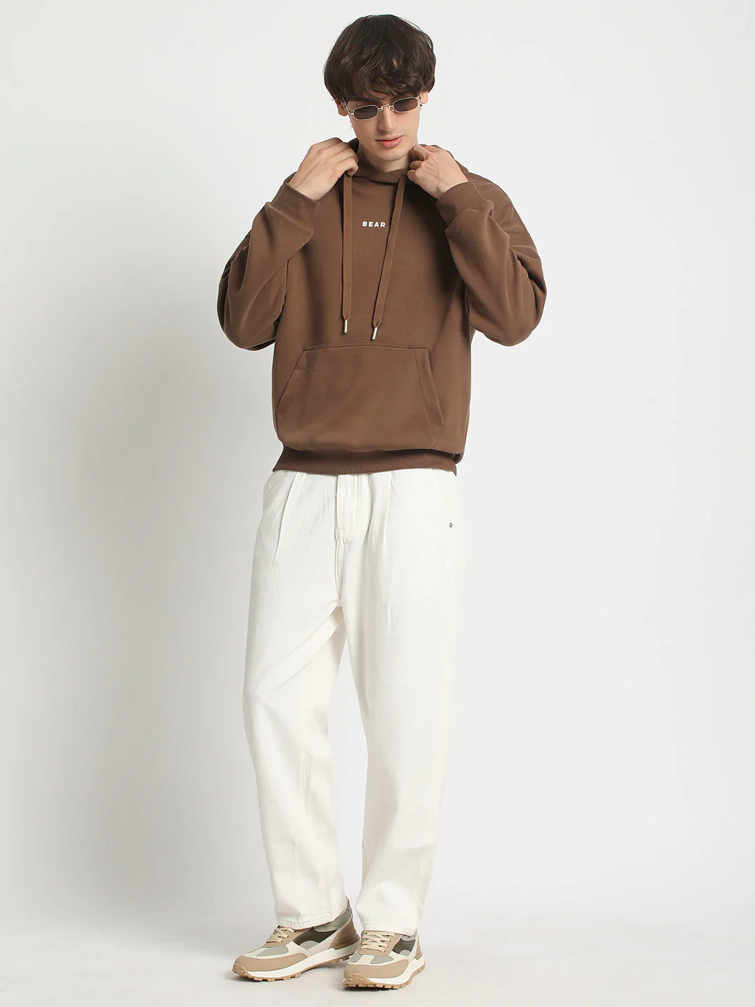 Men  Brown Cotton Hoodie - Image 5