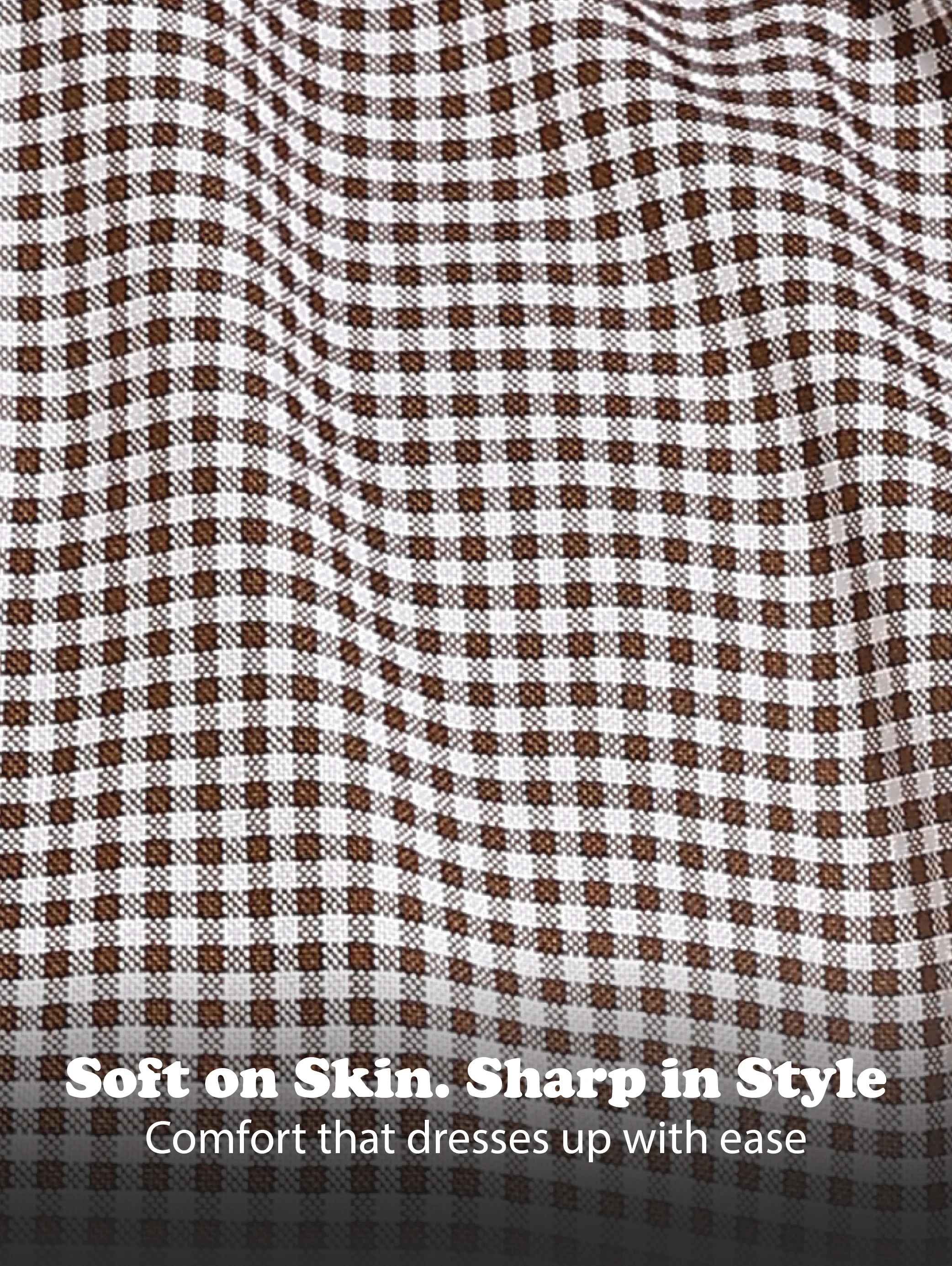 Men Brown Cotton Oxford Slim Fit Mini Checks Shirt - Image 9
