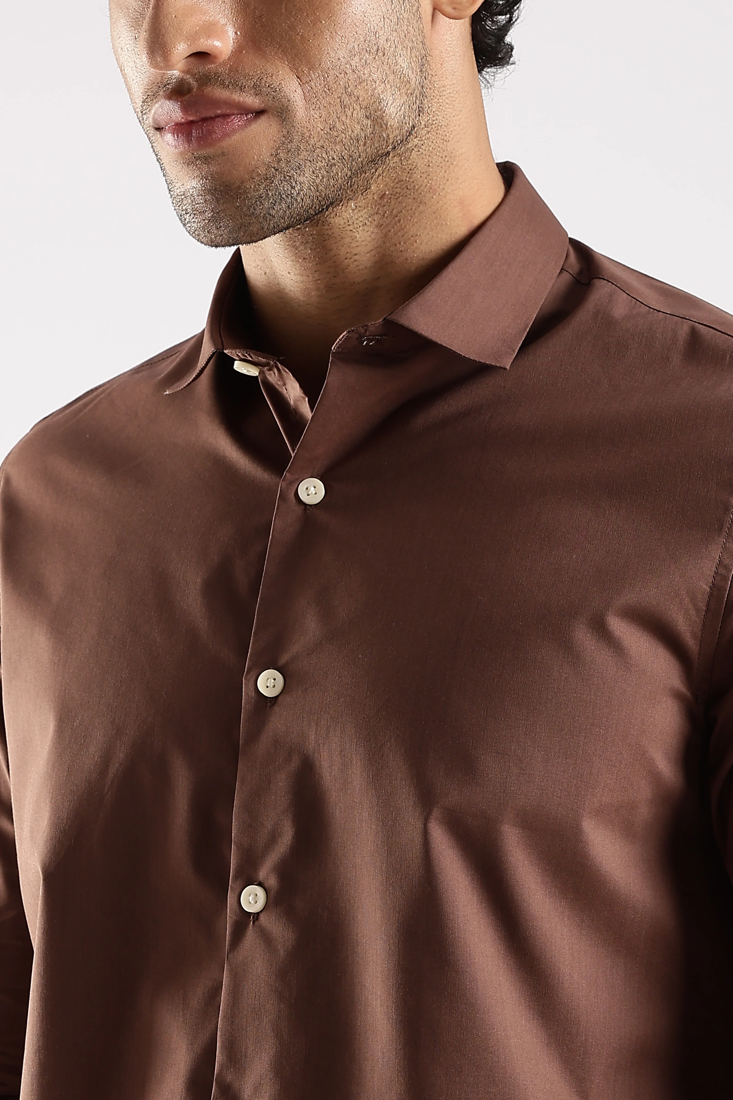 Men Brown Cotton Slim Fit Shirt - Image 10