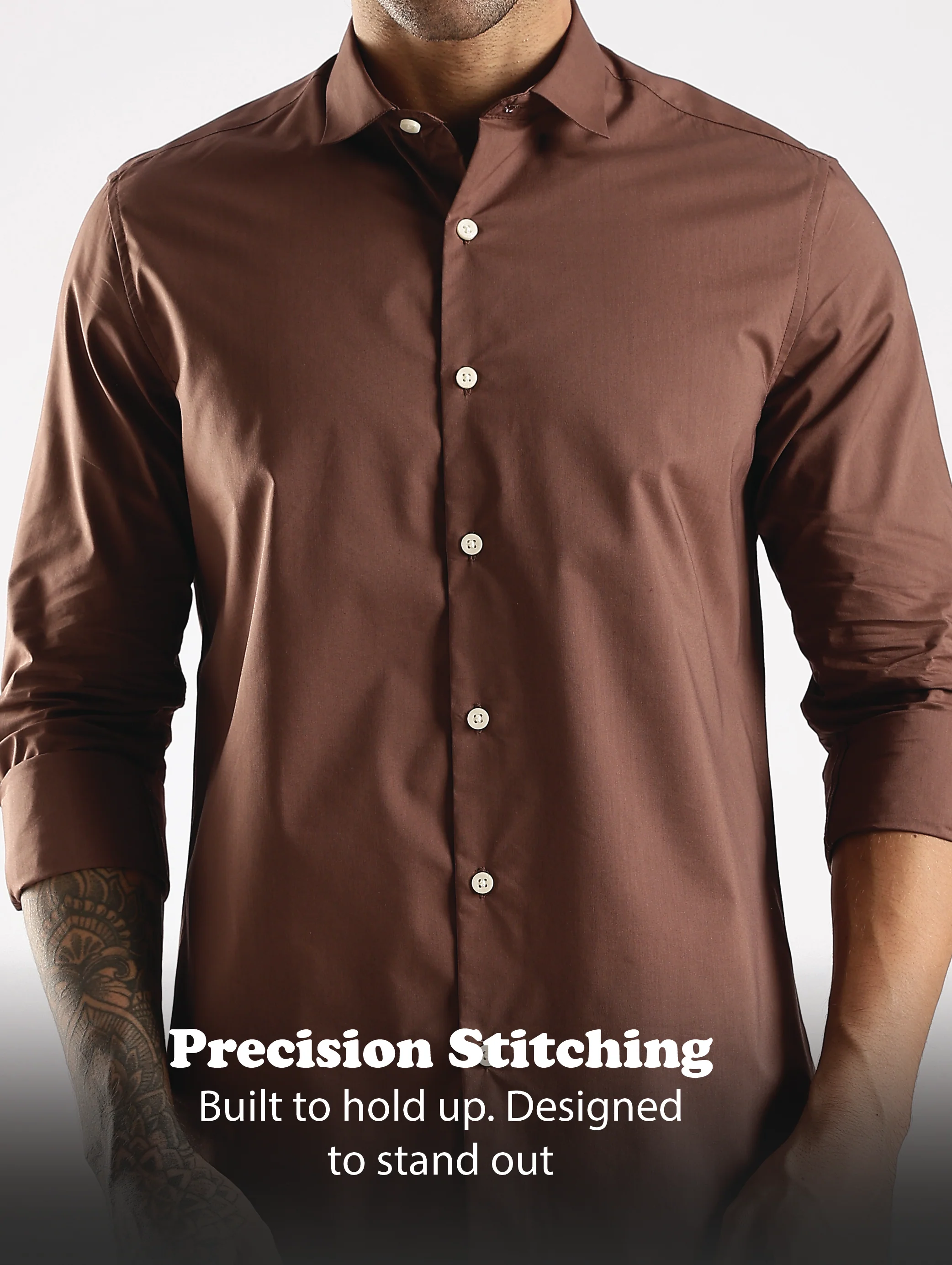 Men Brown Cotton Slim Fit Shirt - Image 11
