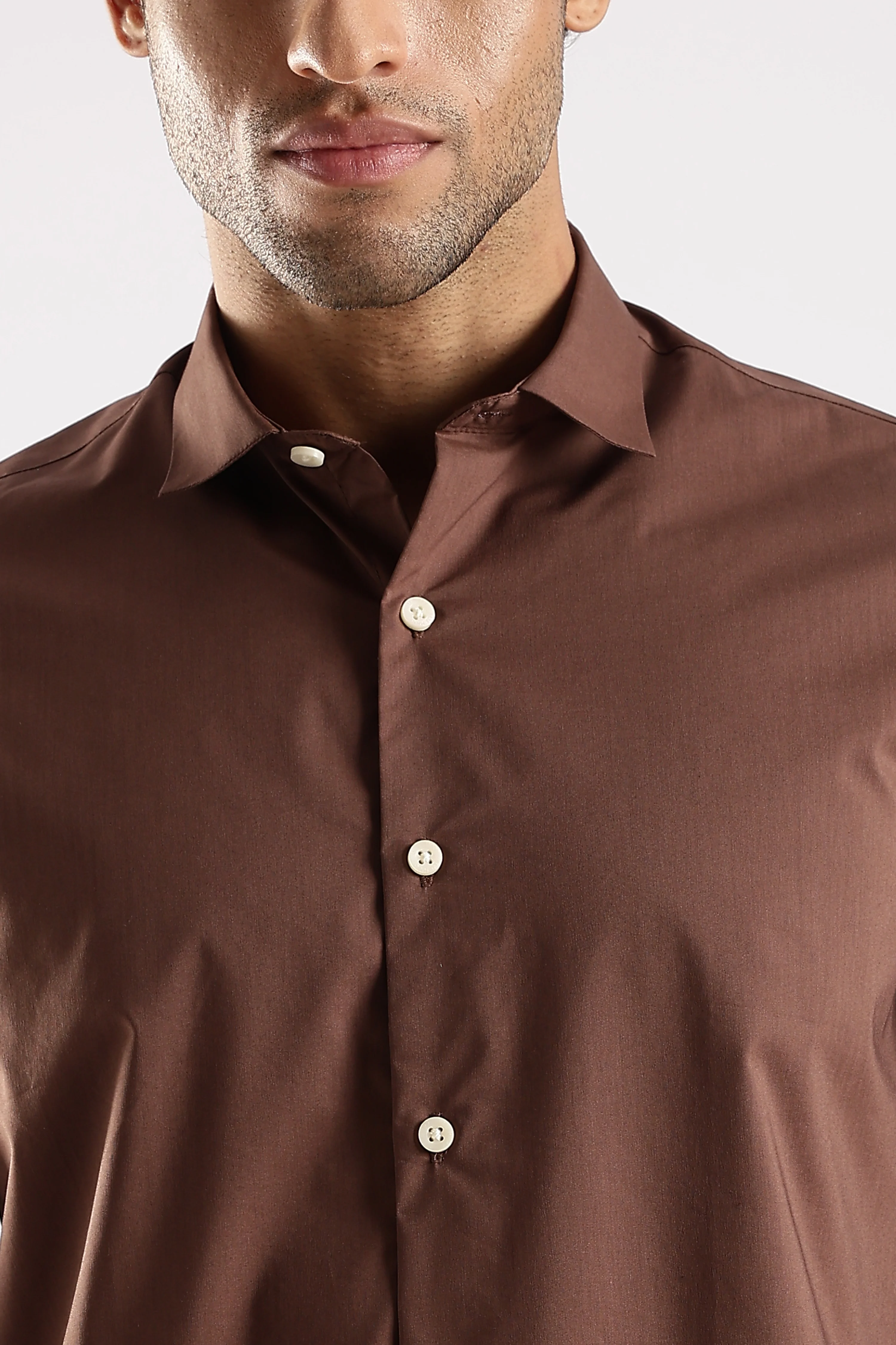 Men Brown Cotton Slim Fit Shirt - Image 9