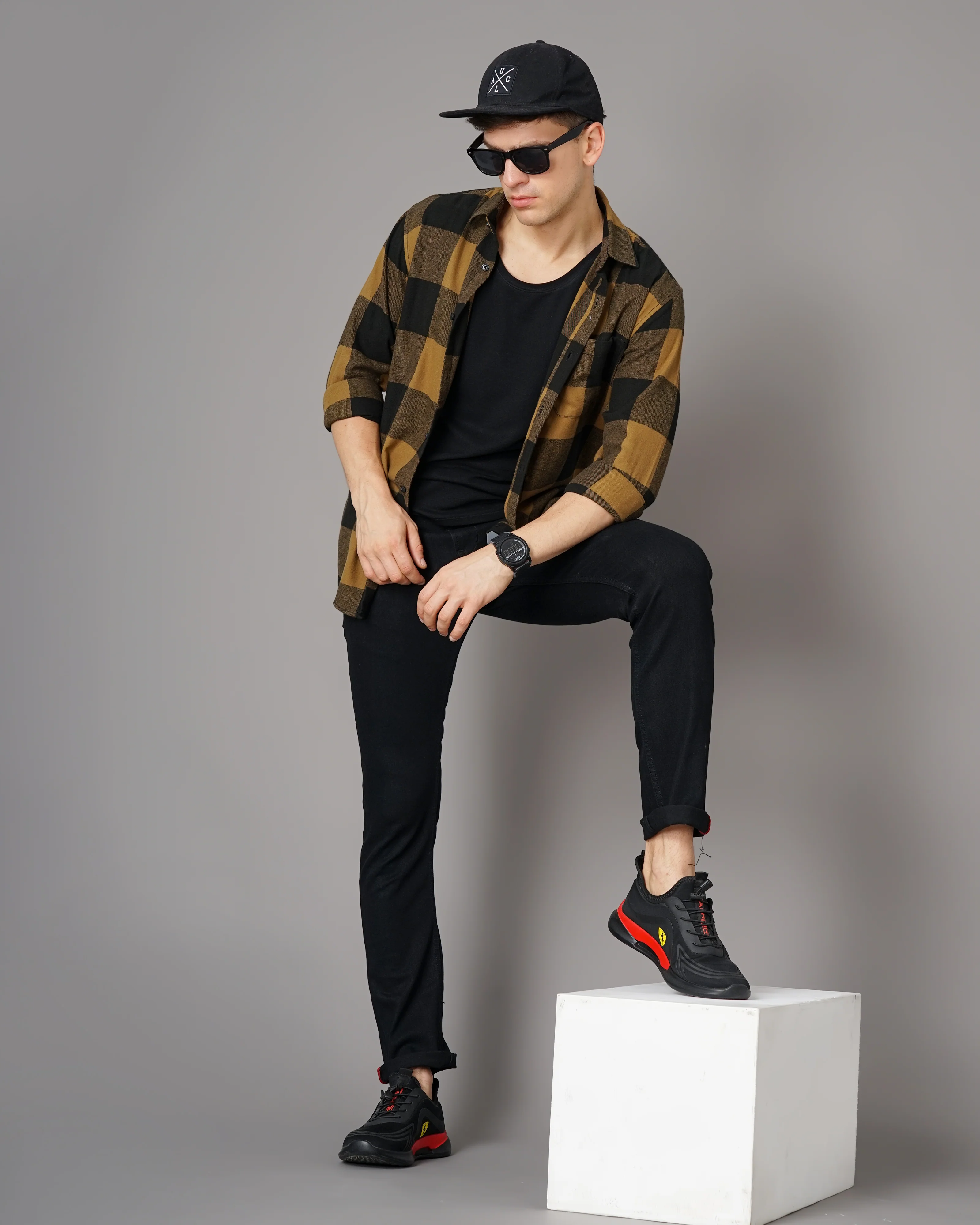 Men Brown Cotton Slim Shirt - Image 6