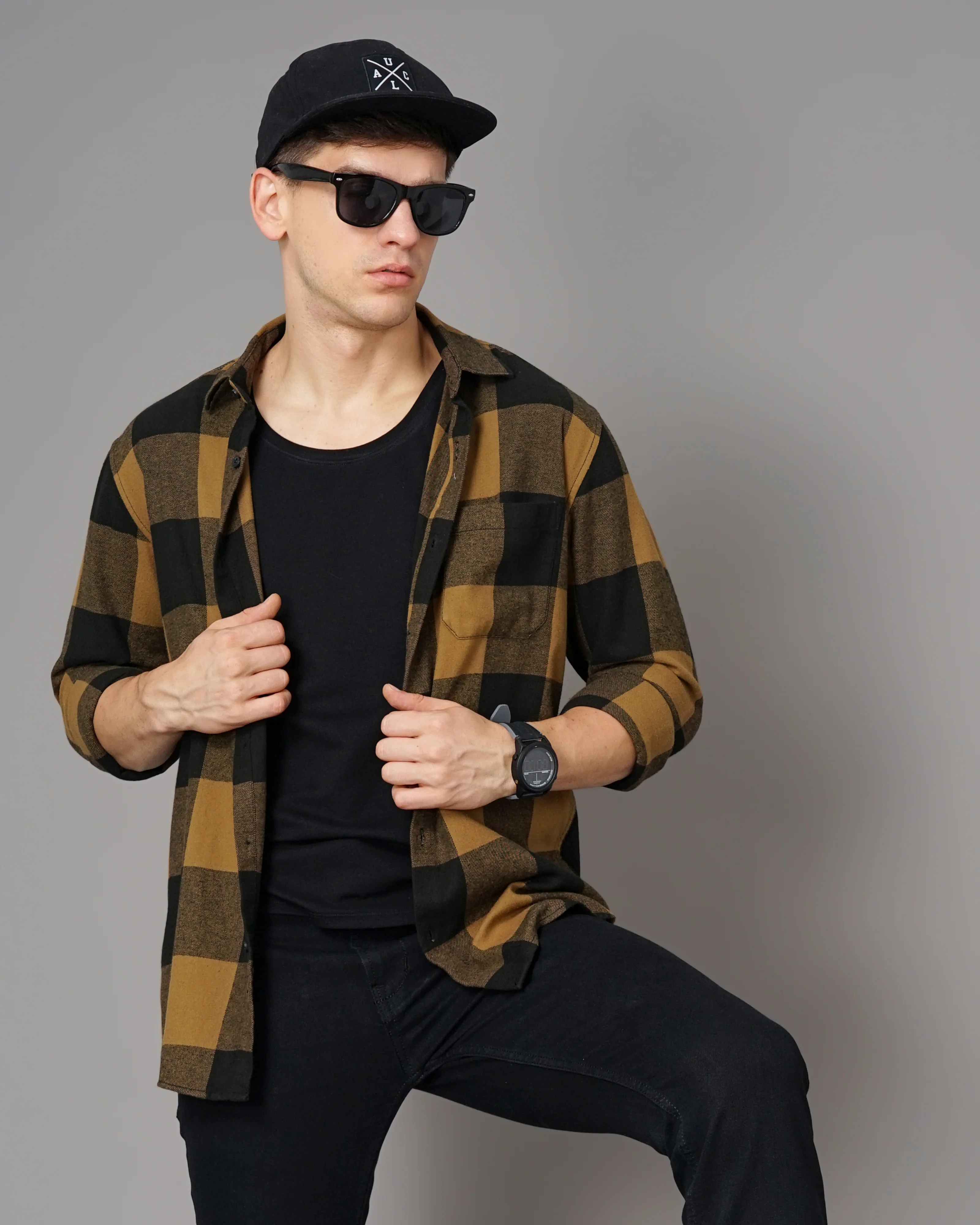 Men Brown Cotton Slim Shirt - Image 7