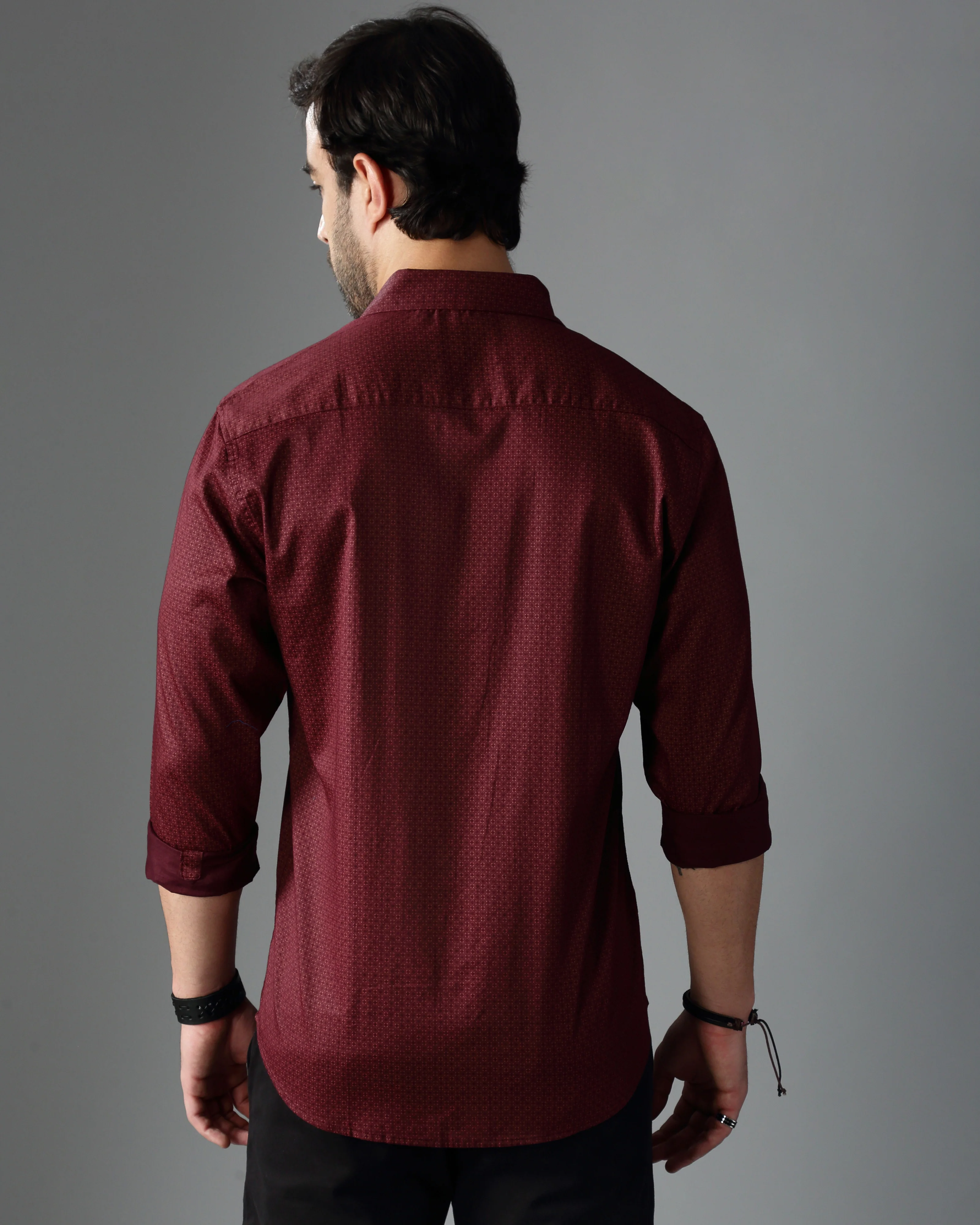 Men Brown Cotton Slim Shirt - Image 3
