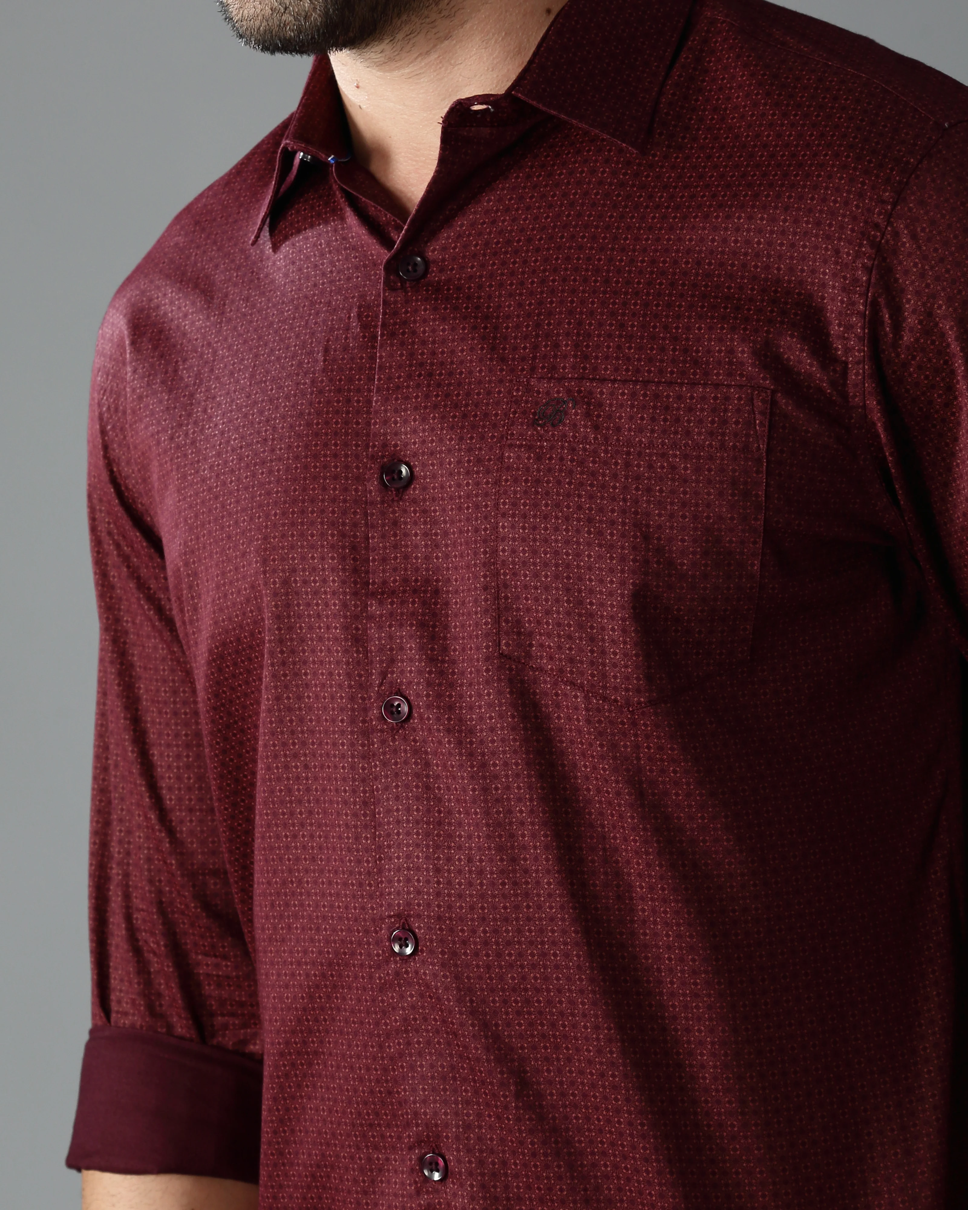 Men Brown Cotton Slim Shirt - Image 5