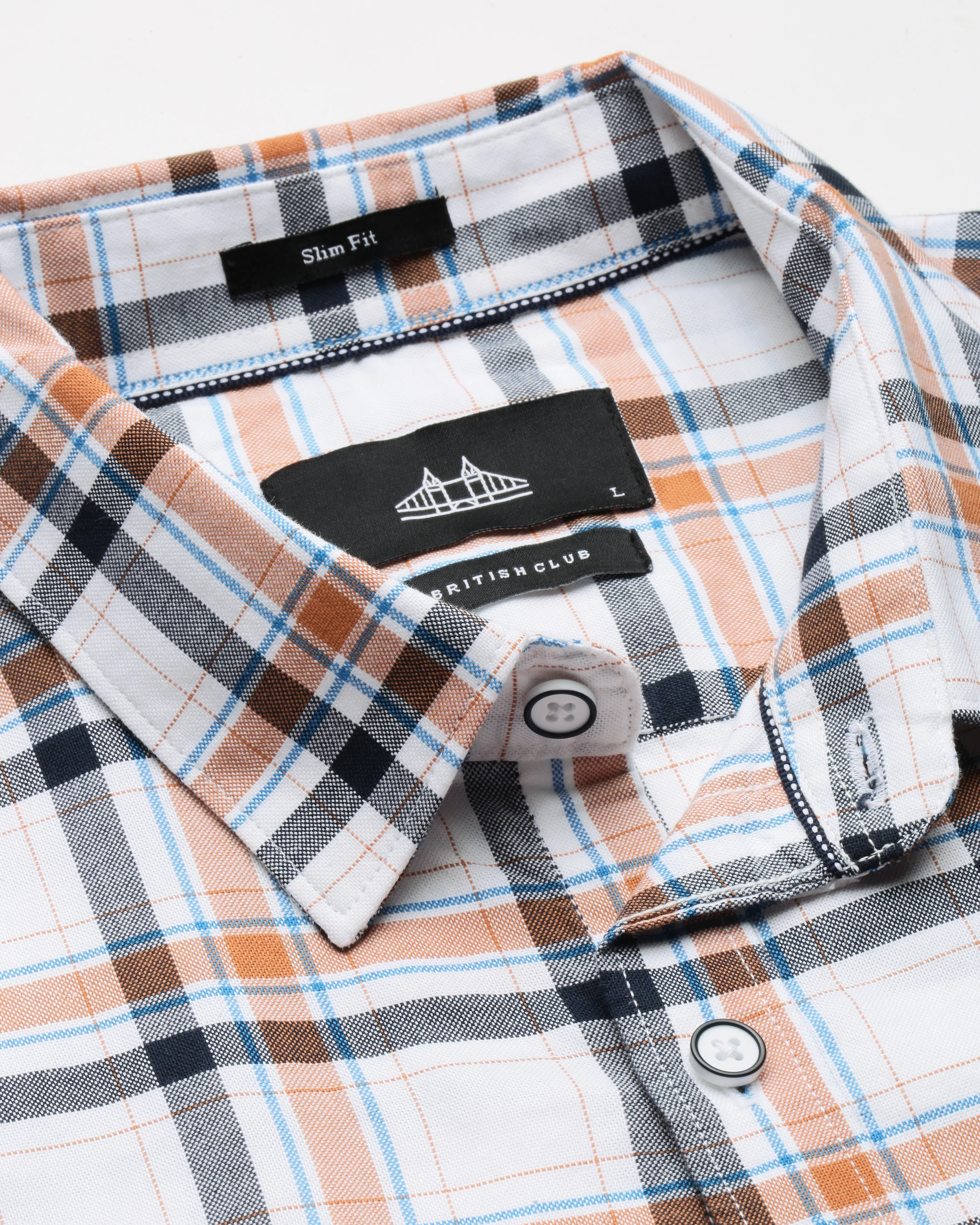 Men Brown Cotton Slim Shirt - Image 3