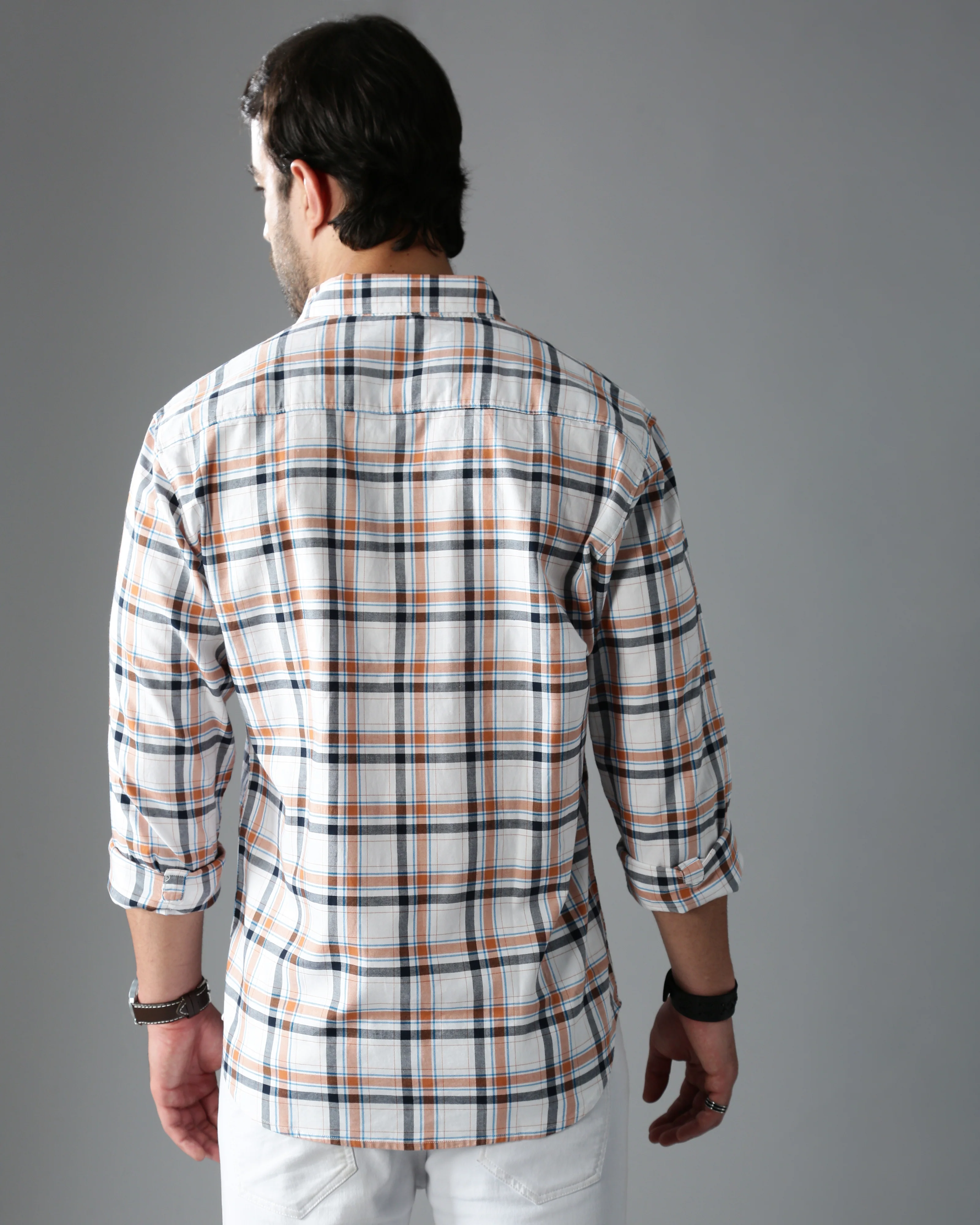 Men Brown Cotton Slim Shirt - Image 5