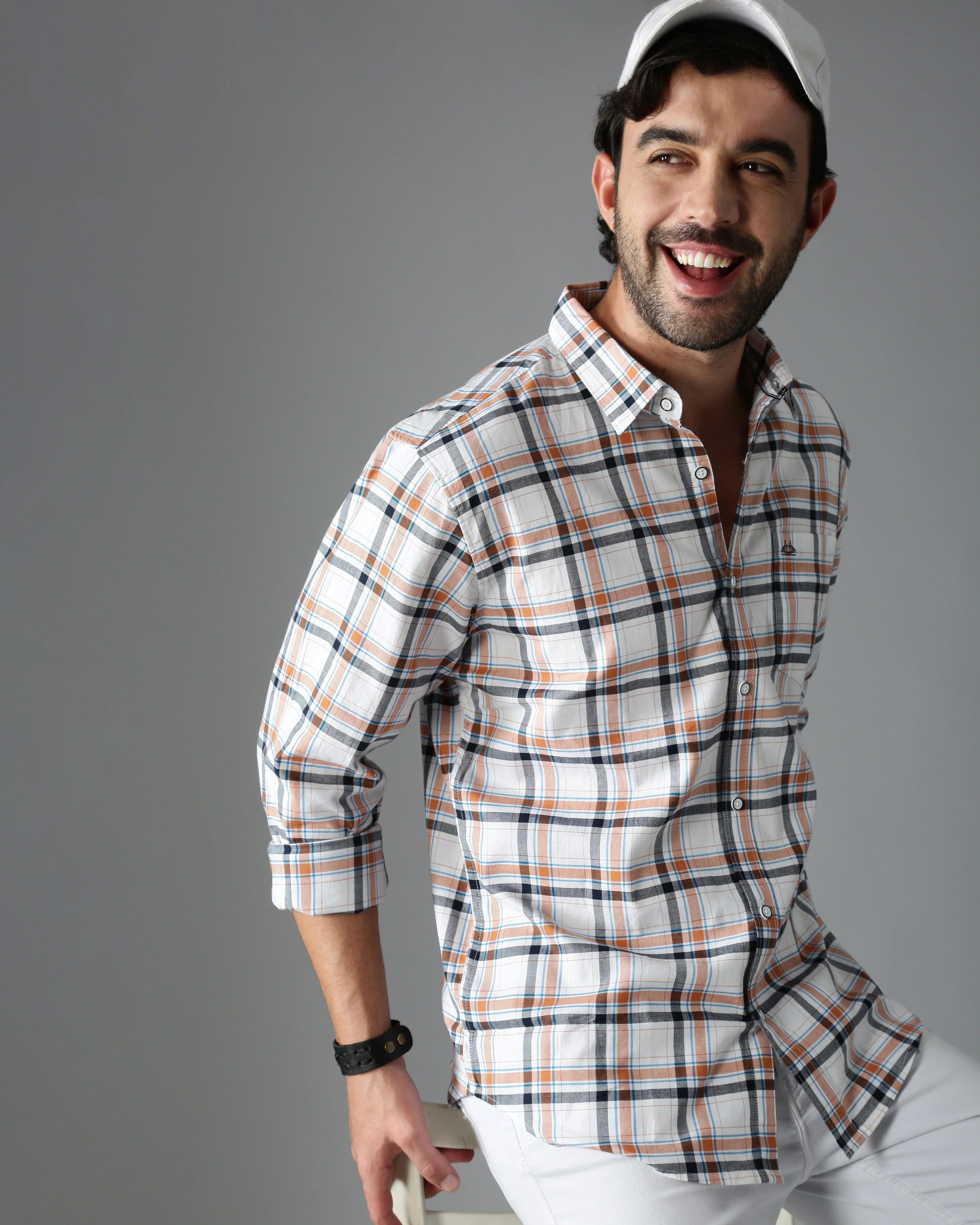 Men Brown Cotton Slim Shirt - Image 6