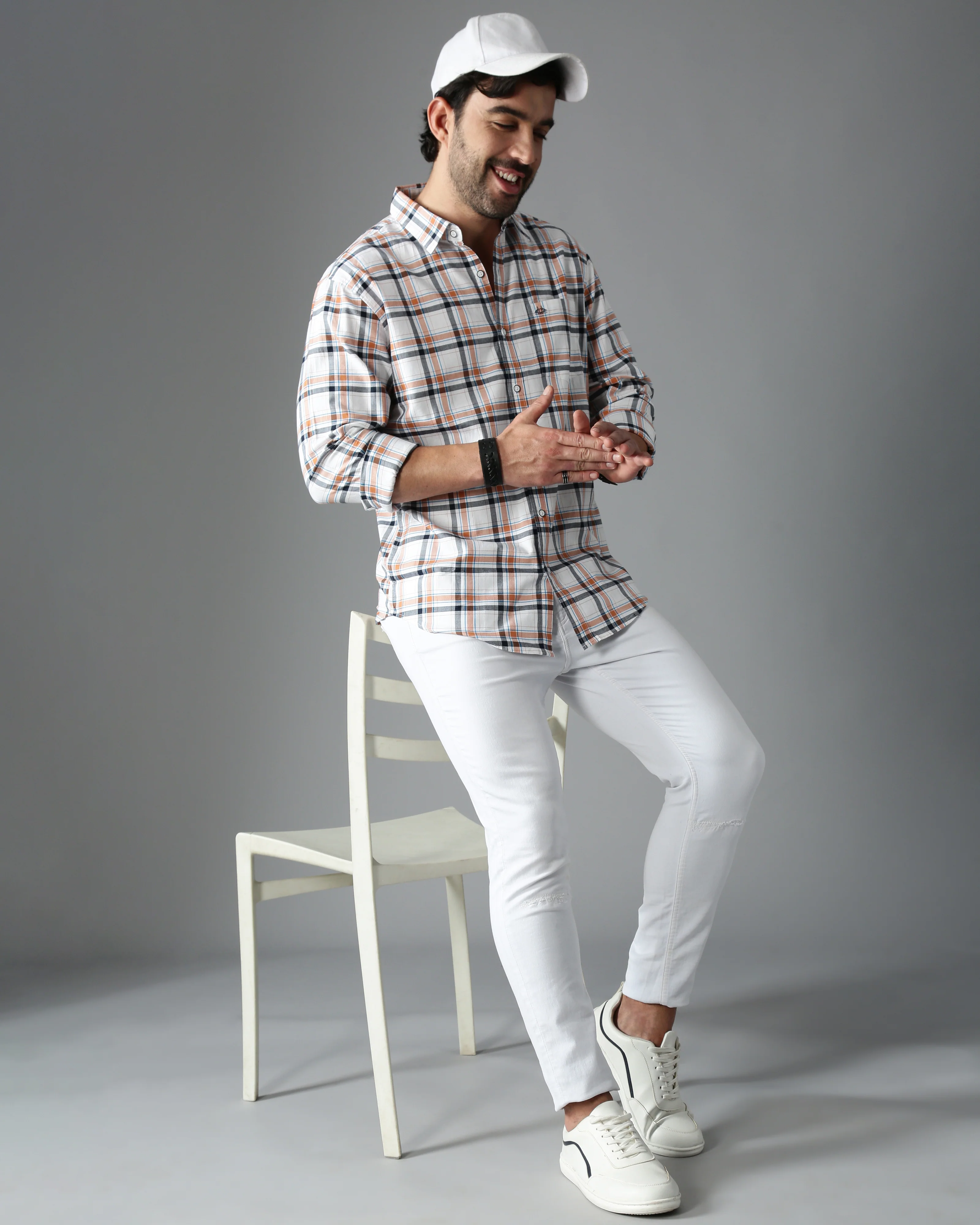 Men Brown Cotton Slim Shirt - Image 7