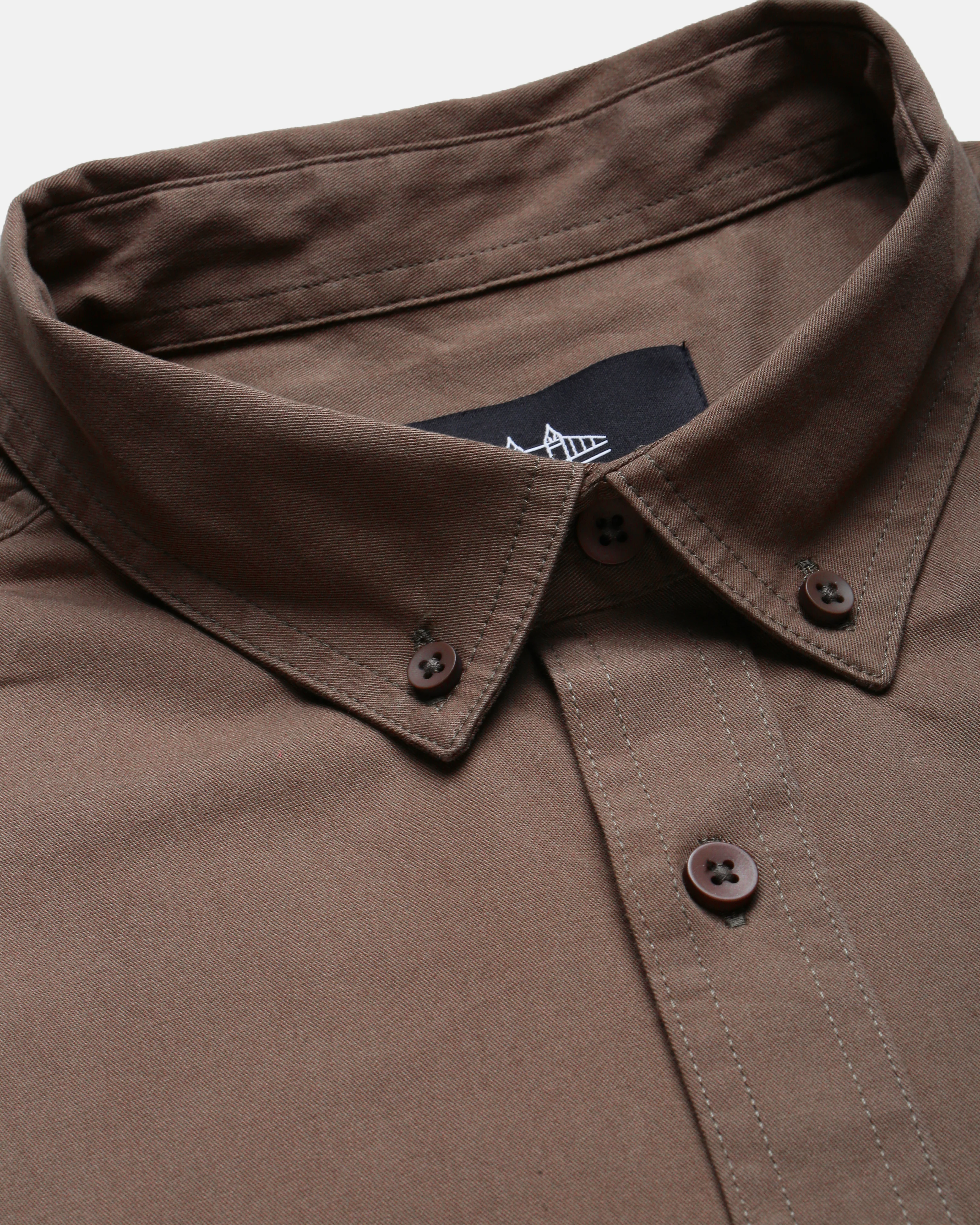 Men Brown Cotton Twill Shirt - Image 7