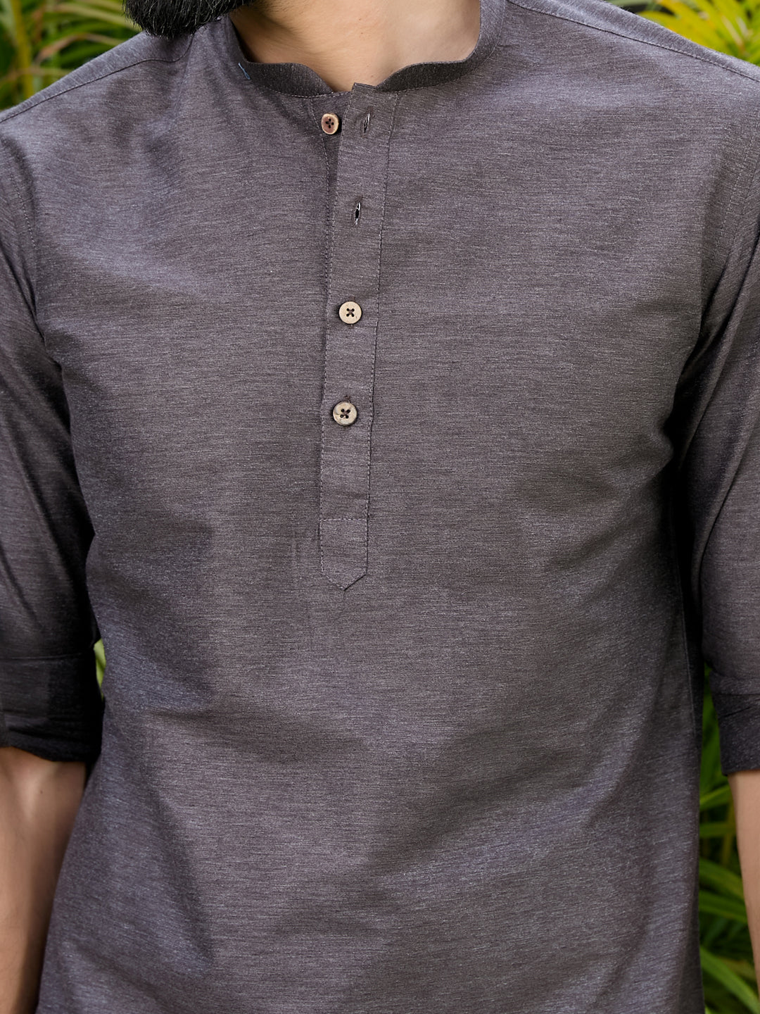 Men Brown Deluxe Cotton Short Kurta - Image 2