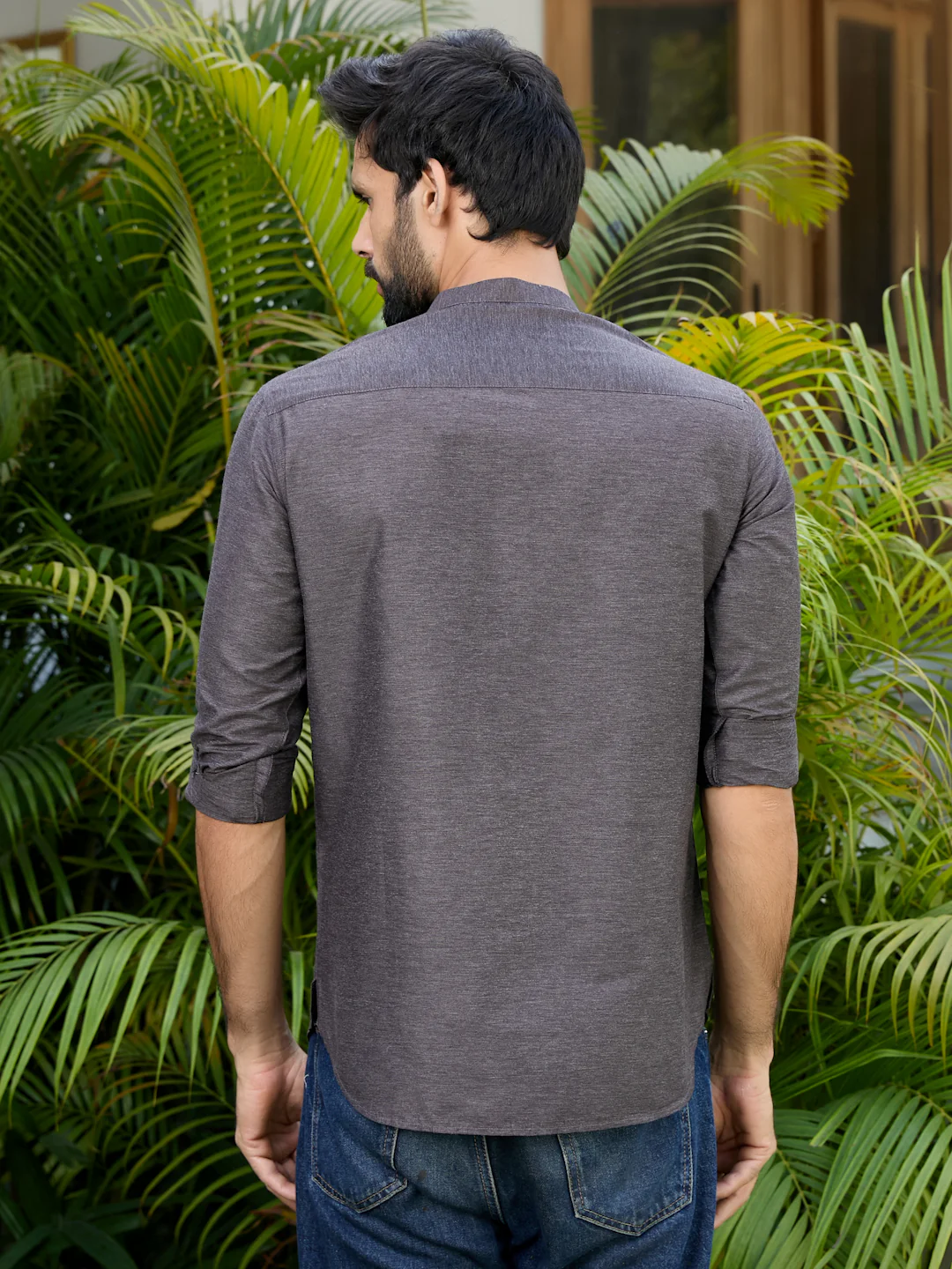 Men Brown Deluxe Cotton Short Kurta - Image 4
