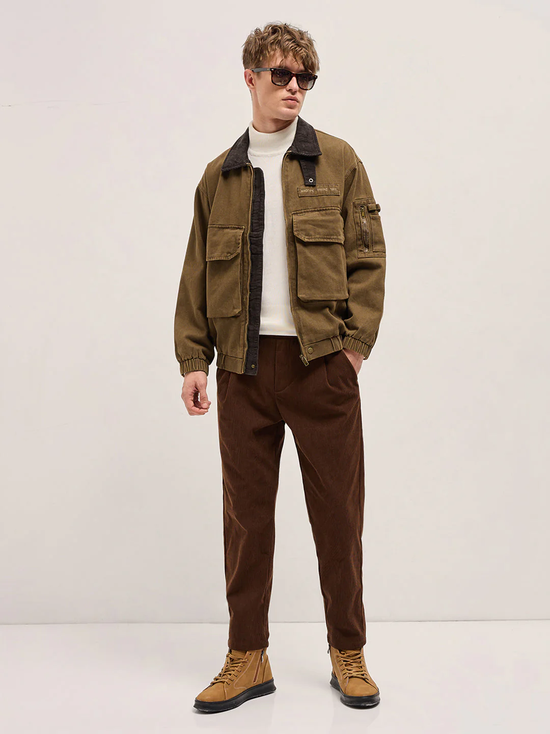 Men "Brown Denim Jacket - Image 4