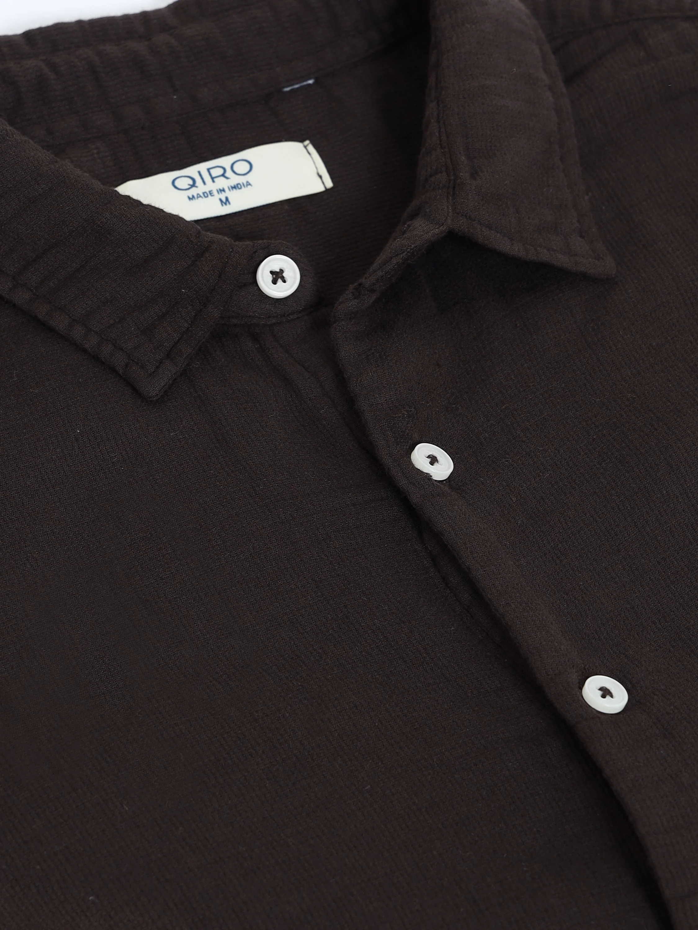 Men Brown Double Cloth Shirt - Image 3