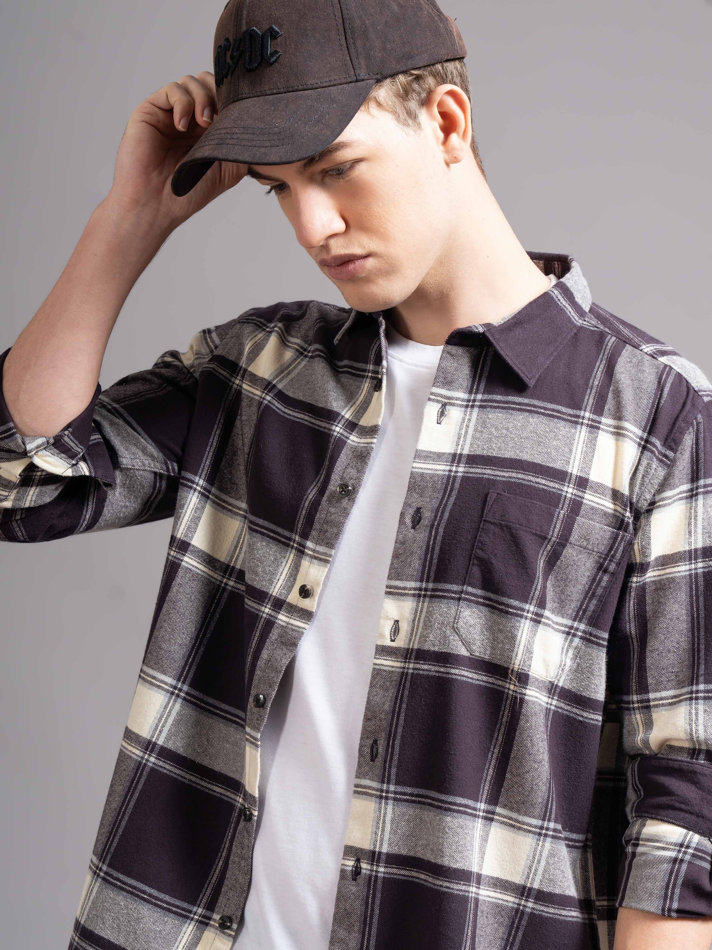 Men Brown Flannel Checked Shirt - Image 4