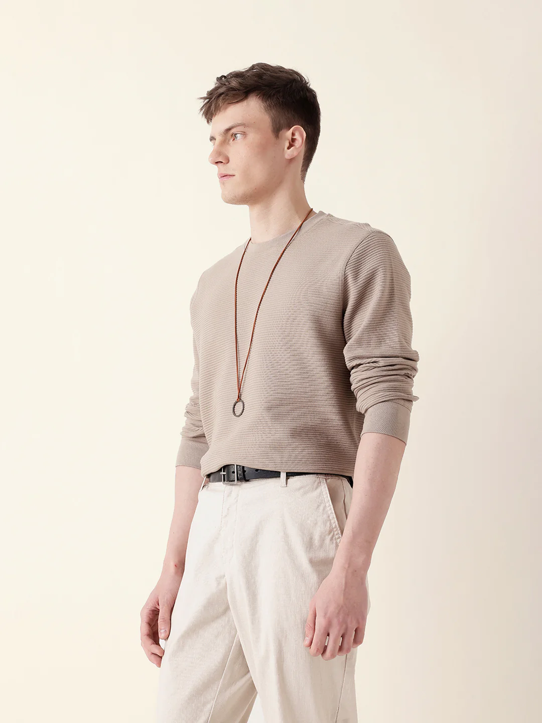 Men Brown Full Sleeve Regular T-Shirt - Image 4