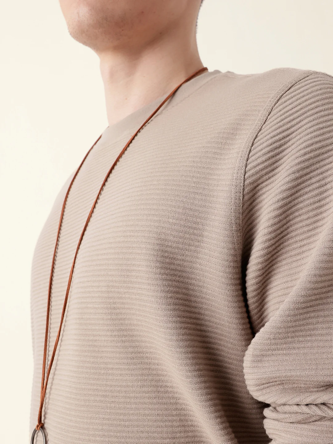 Men Brown Full Sleeve Regular T-Shirt - Image 7