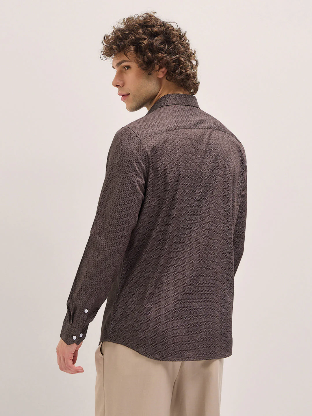 Men Brown Geometric Printed Tailored Fit Formal Shirt - Image 2