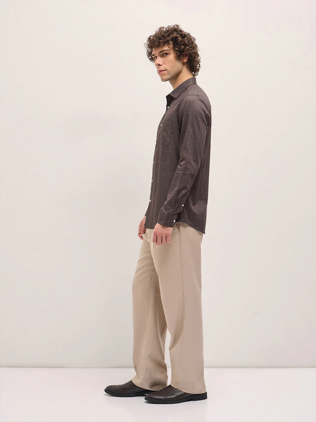 Men Brown Geometric Printed Tailored Fit Formal Shirt - Image 3
