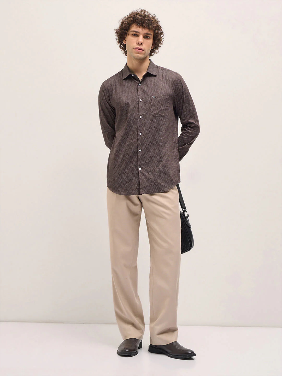 Men Brown Geometric Printed Tailored Fit Formal Shirt - Image 4