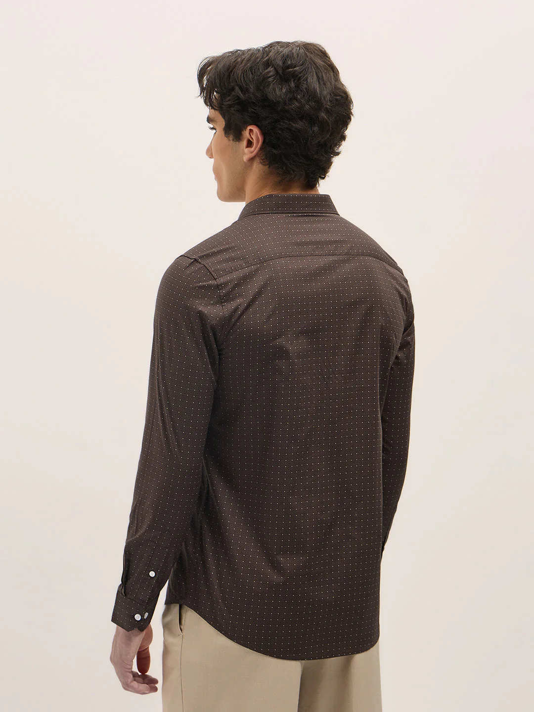 Men Brown Geometric Printed Tailored Fit Formal Shirt - Image 2