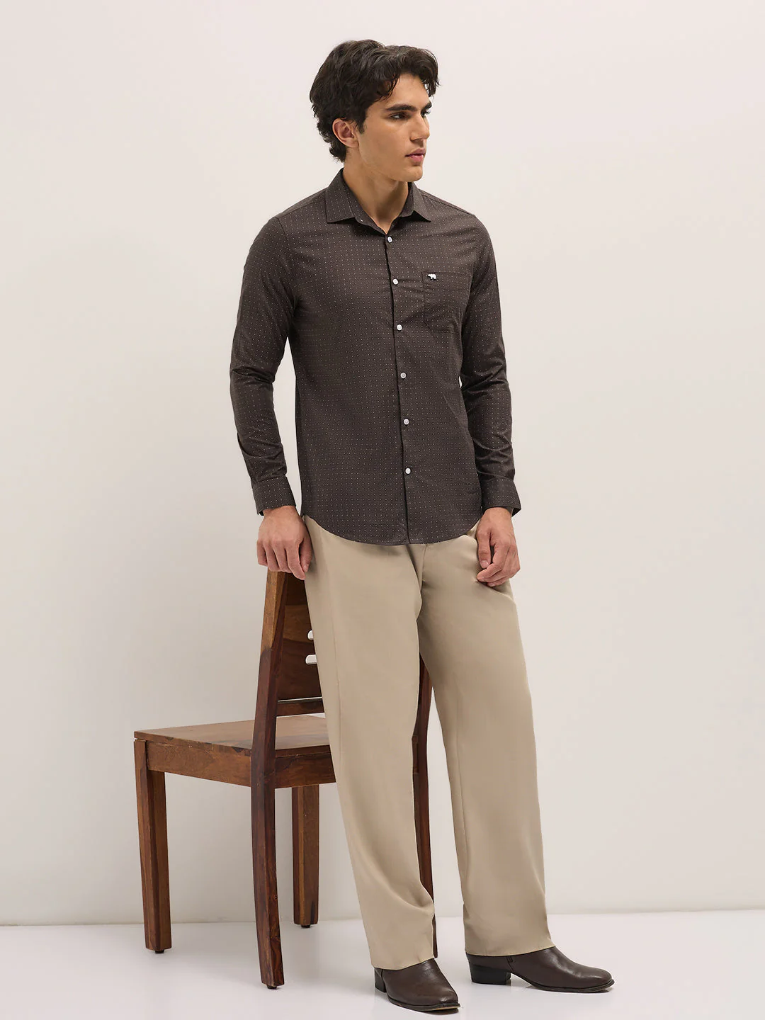 Men Brown Geometric Printed Tailored Fit Formal Shirt - Image 4